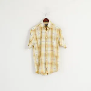 Gant Men M Casual Shirt Yellow Hampton '50 Twill Sport Fit Checkered Cotton Top