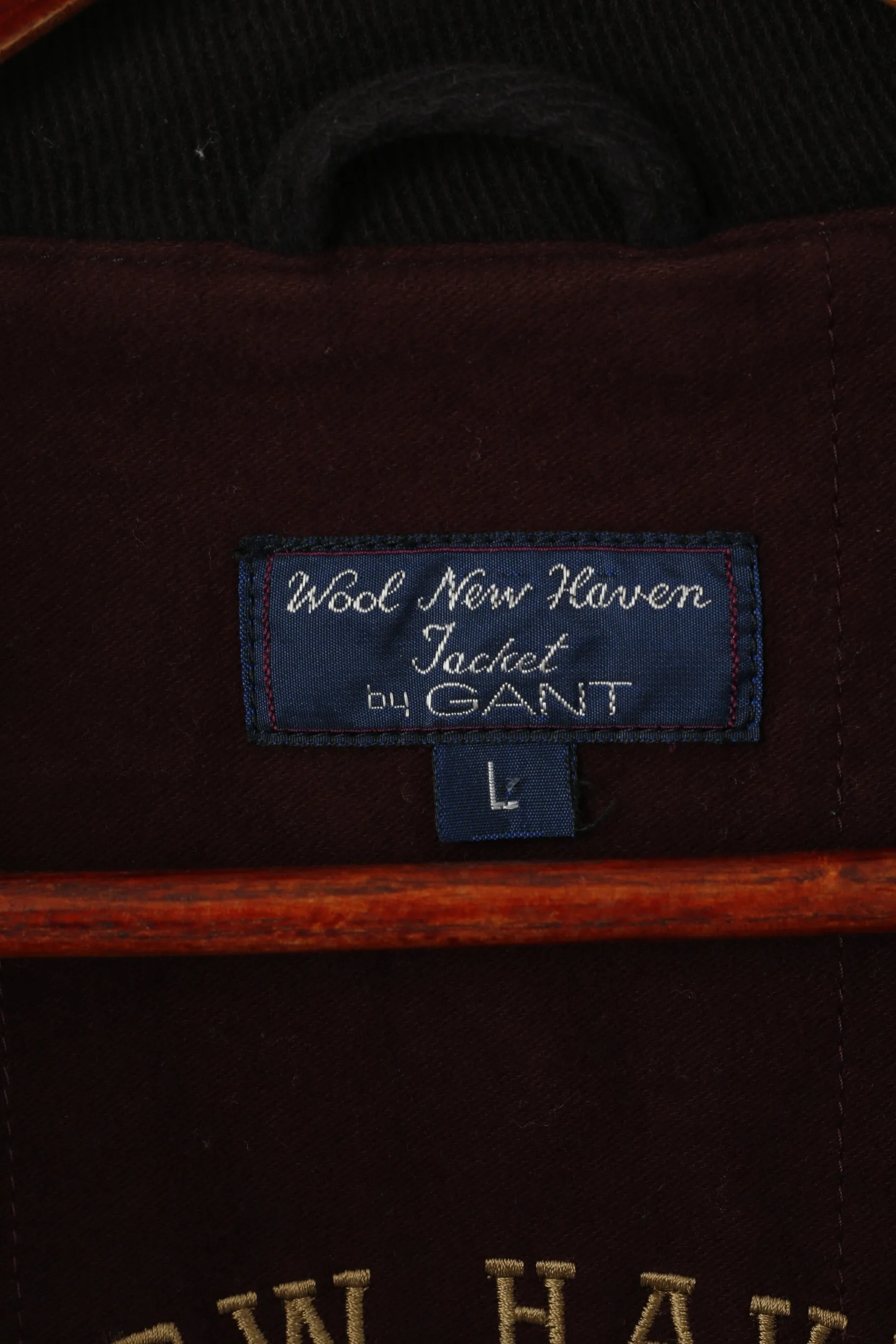 Gant USA Men L Jacket Navy Wool New Haven Bomber Full Zipper Classic Top