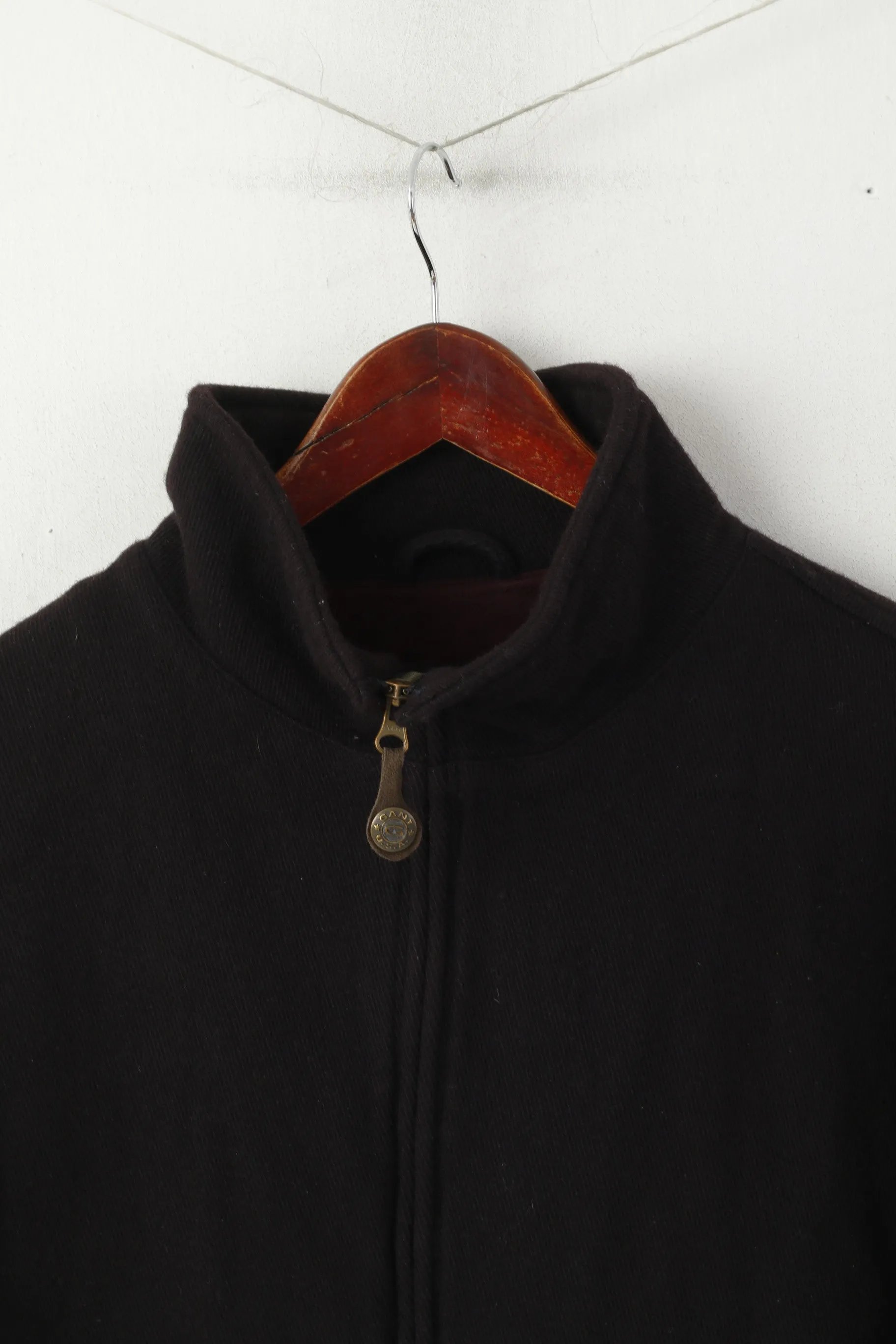Gant USA Men L Jacket Navy Wool New Haven Bomber Full Zipper Classic Top