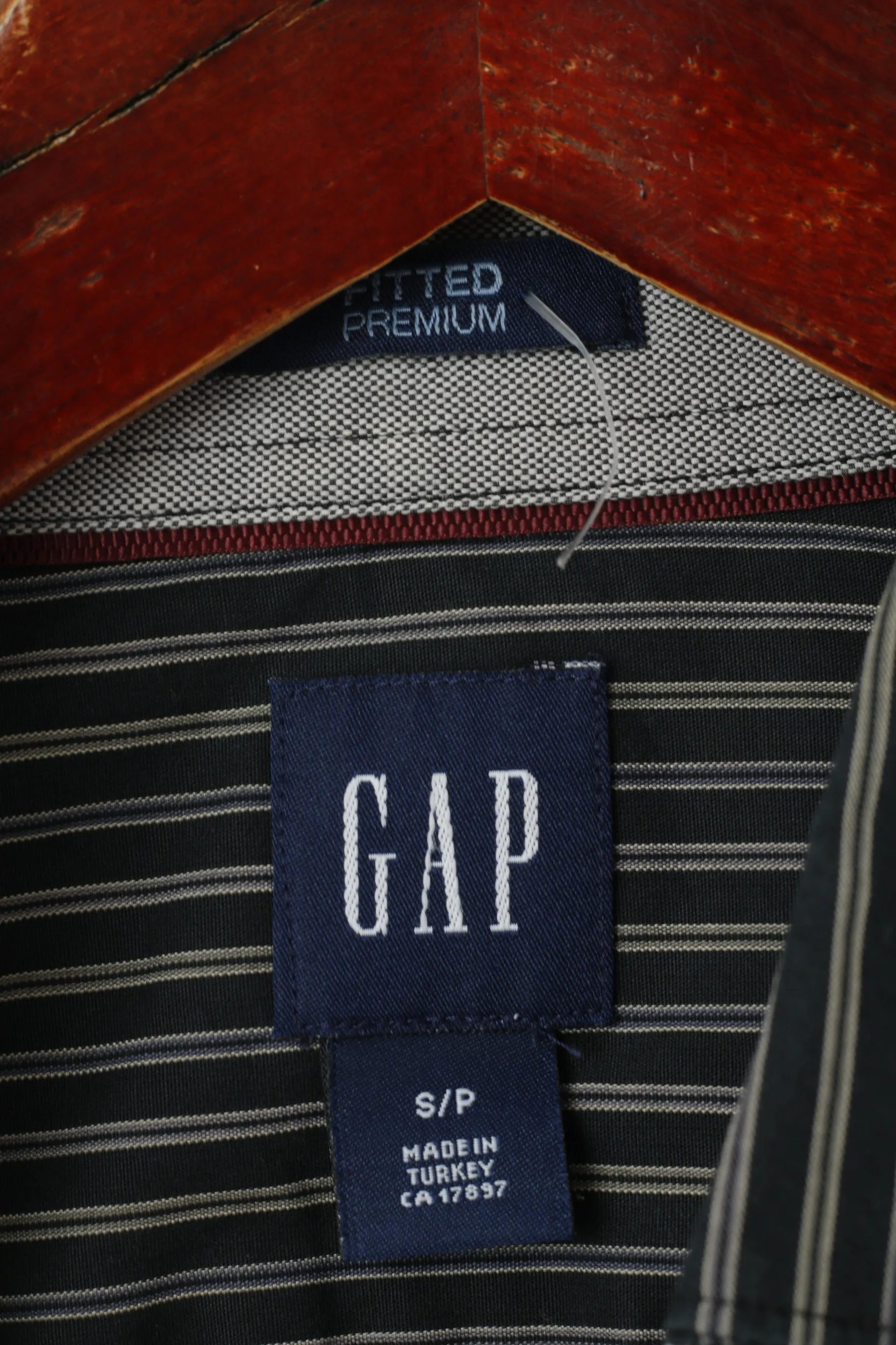 GAP Men S Formal Shirt Black Cotton Striped Cuff Long Sleeve Fitted Premium Top