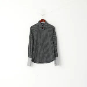 GAP Men S Formal Shirt Black Cotton Striped Cuff Long Sleeve Fitted Premium Top