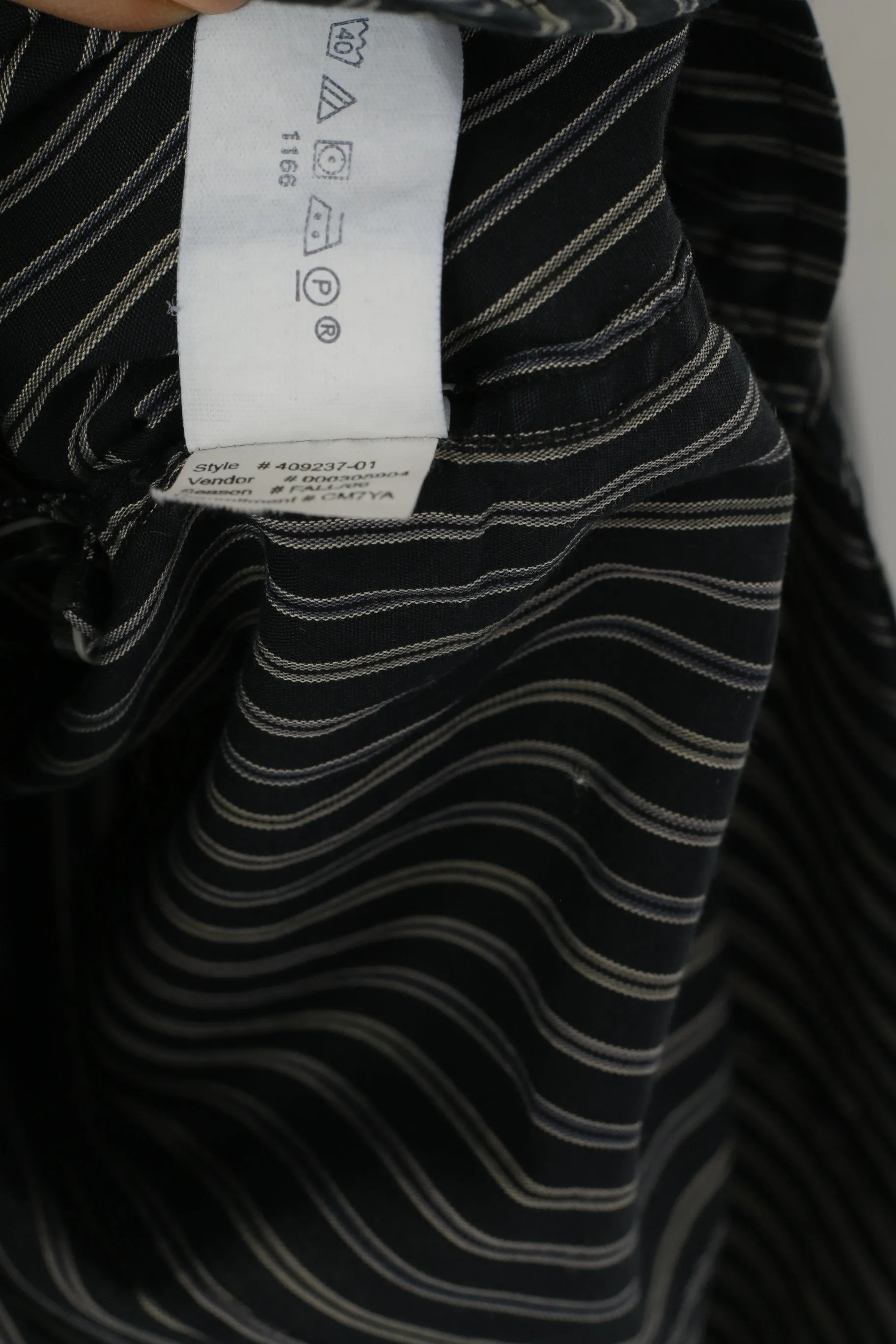 GAP Men S Formal Shirt Black Cotton Striped Cuff Long Sleeve Fitted Premium Top