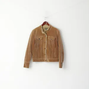 GAP Women L Jacket Brown Cotton Brown Boho Stretch Fit Snap Warm Top