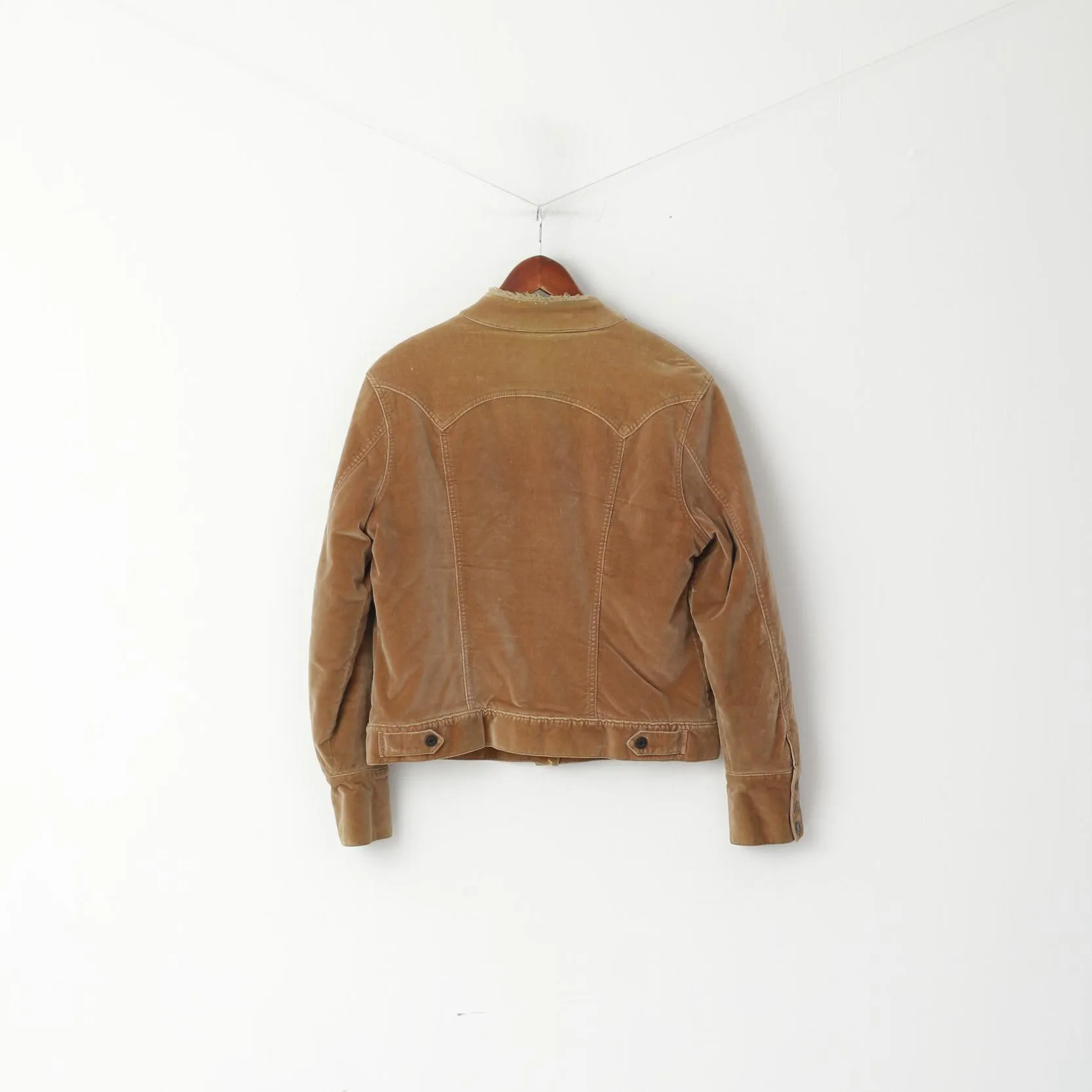 GAP Women L Jacket Brown Cotton Brown Boho Stretch Fit Snap Warm Top