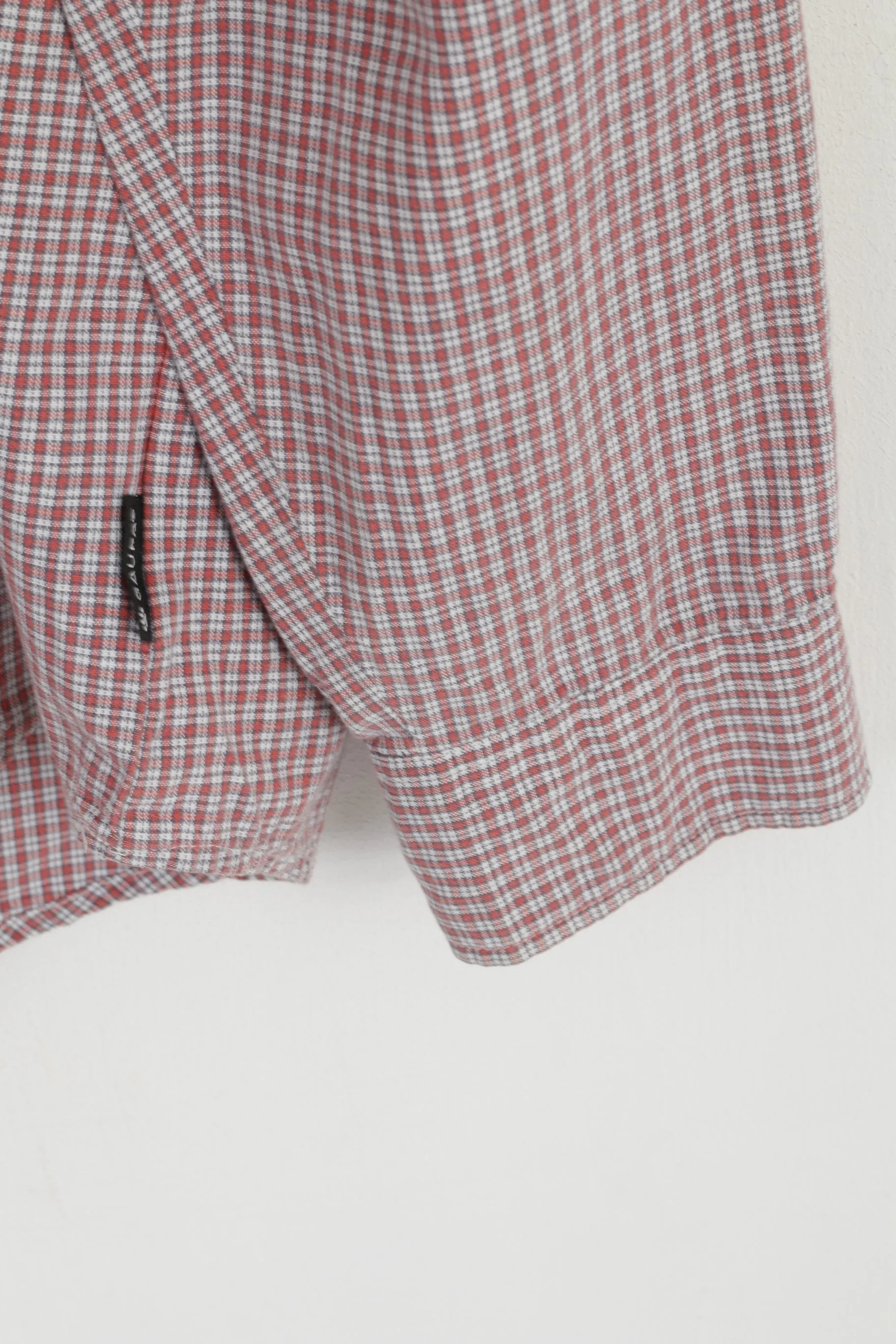 GAUPA Men XL Casual Shirt Red Check Cotton Outdoor Pocket Long Sleeve Top