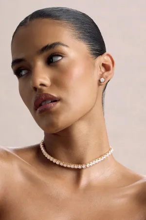 Gaze | Gold Diamante Necklace & Earrings Set Club L London