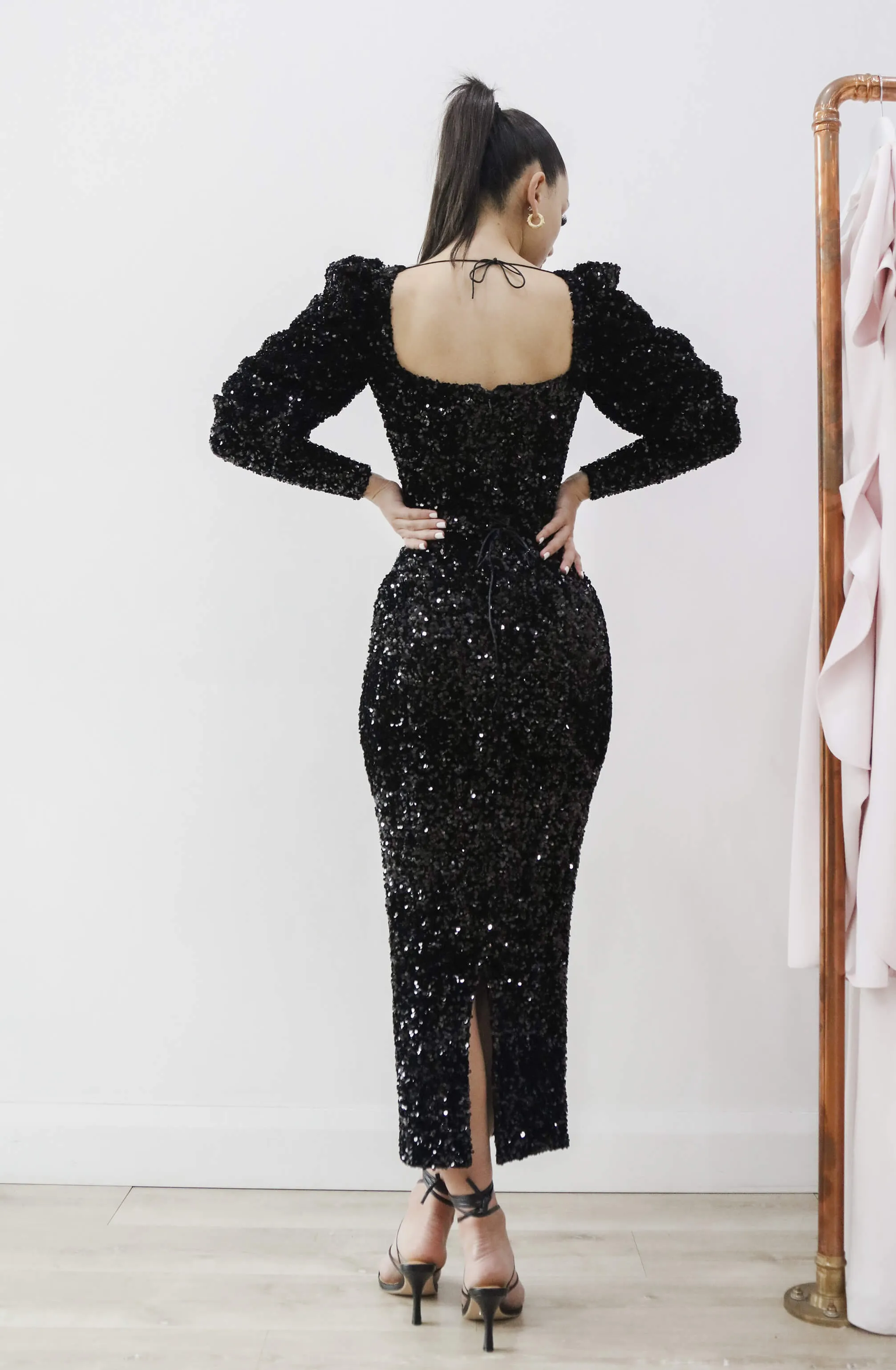 Gem Sequin Midi Black by Lia Stublla