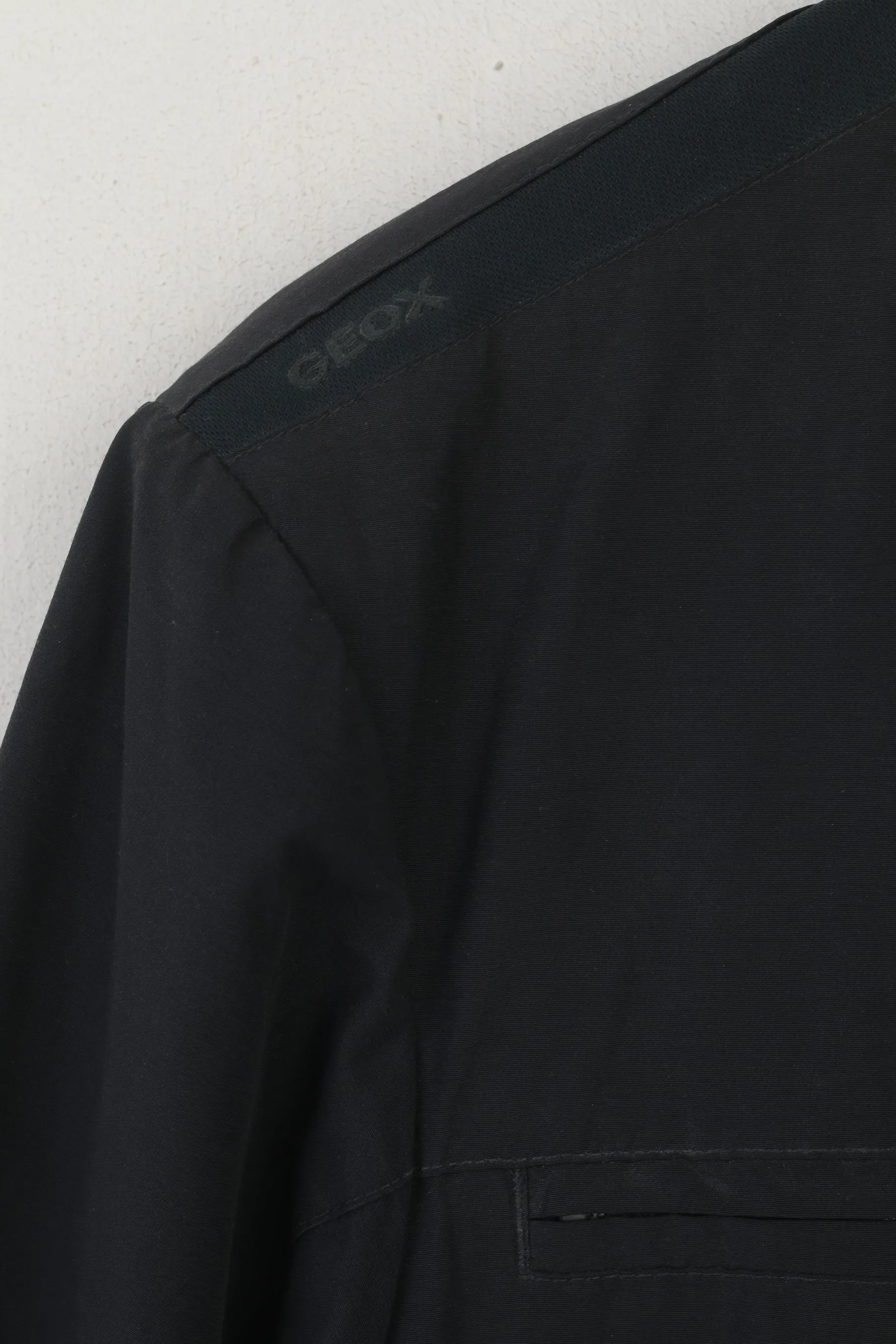 Geox Respira Men 48 S Jacket Dark Gray Nylon Cotton Lightweight HIdden hood Zip Up Top