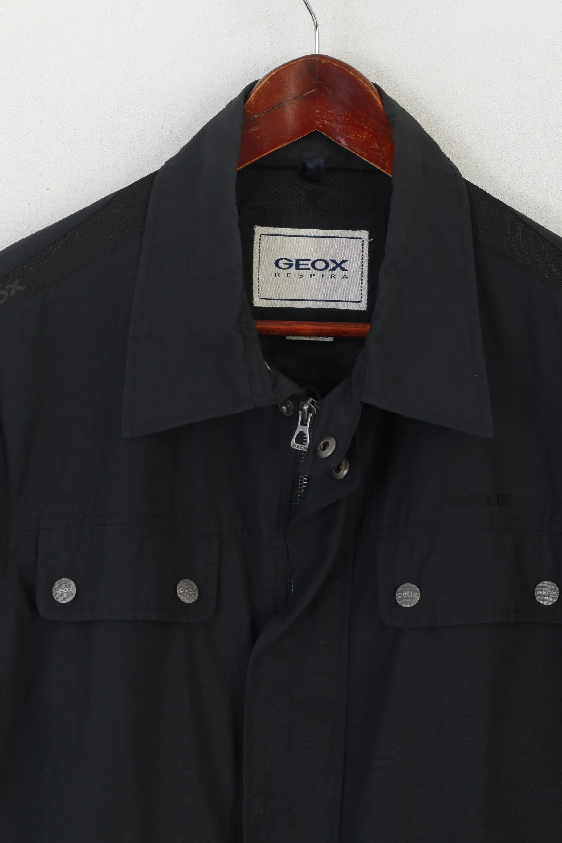 Geox Respira Men 50 40 M Jacket Navy Classic Breathes Lightweight Zip Up Top
