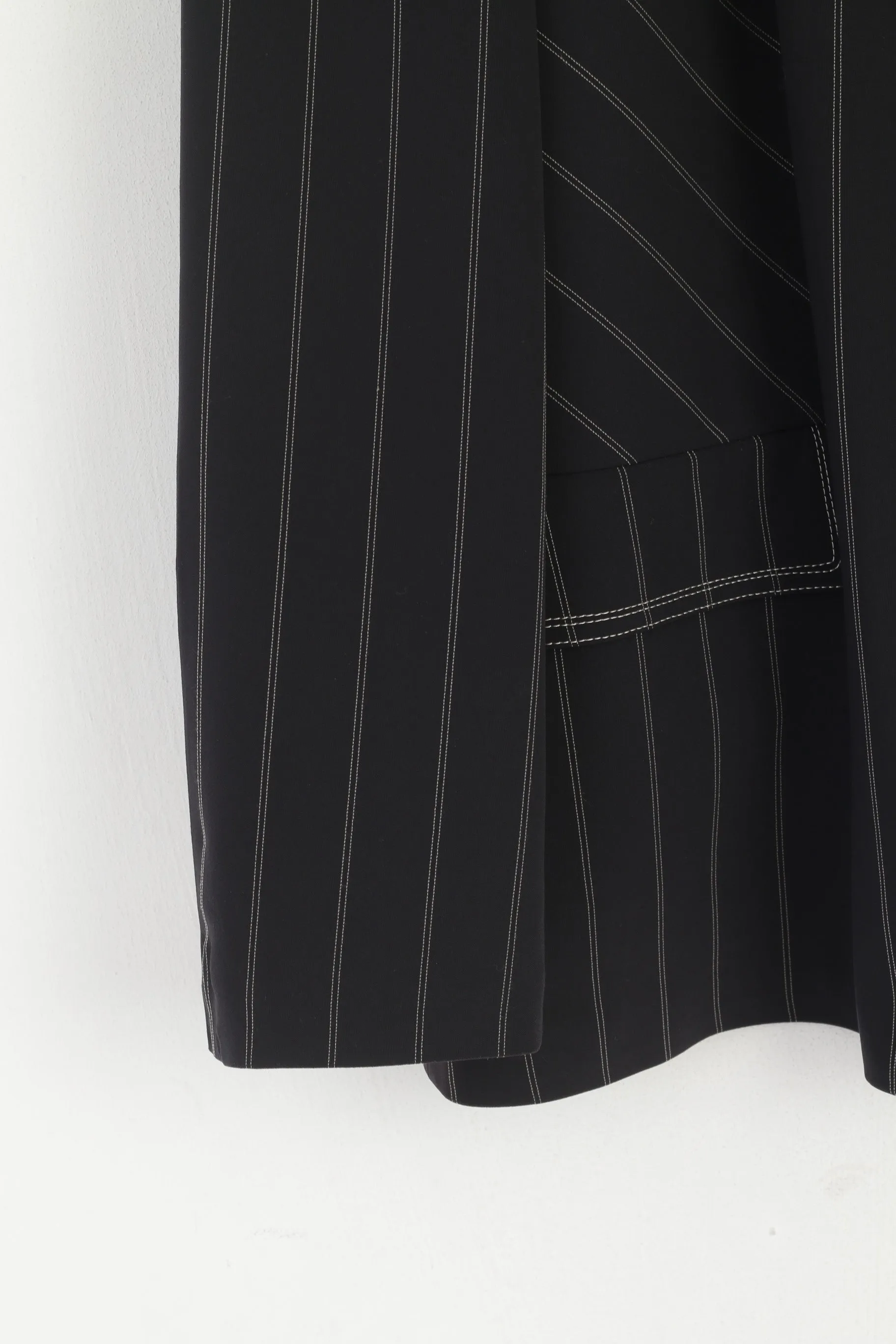 Gerry Weber Women 14 40 Blazer Black Striped Shoulder Pads Classic Jacket