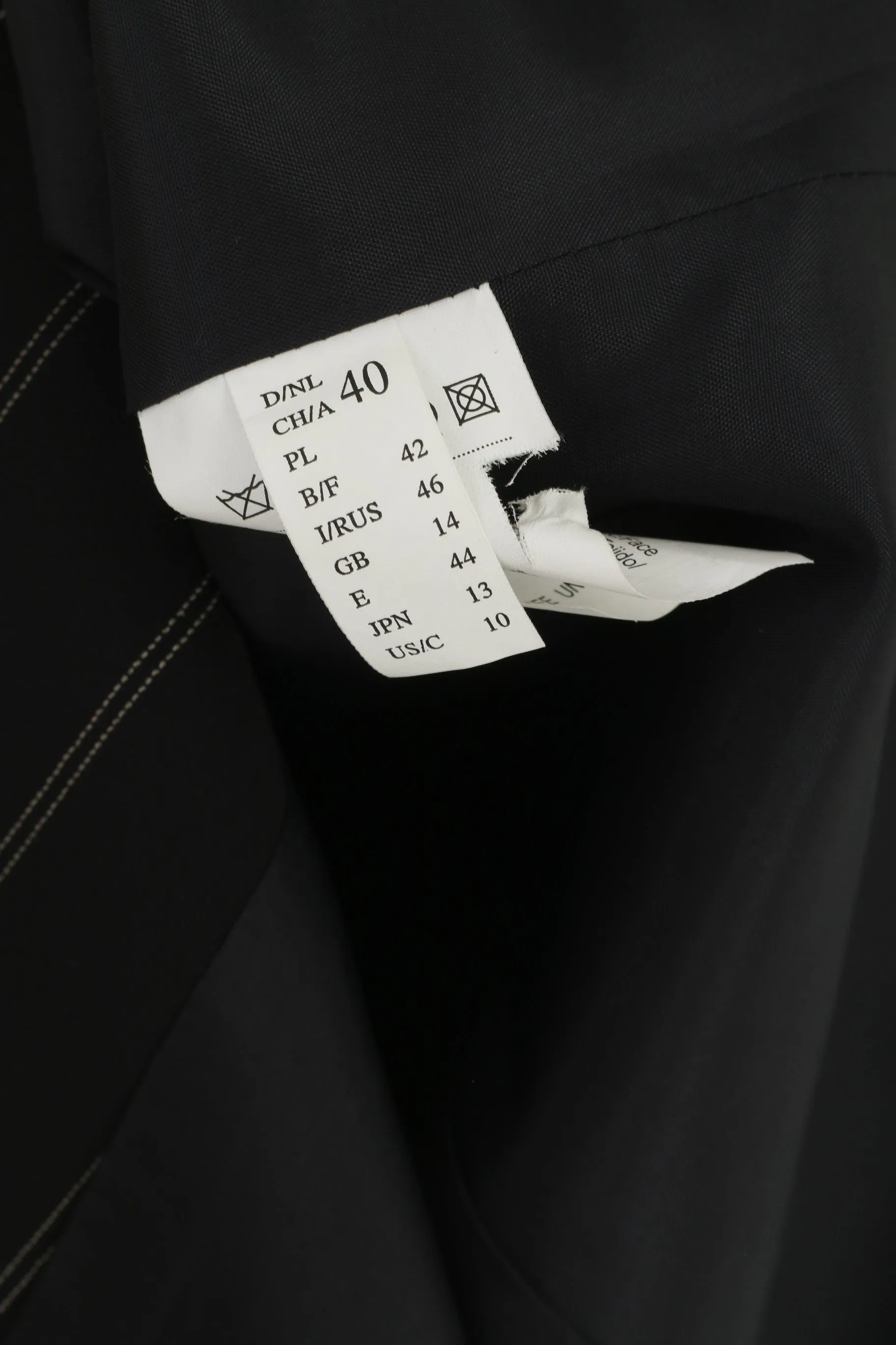 Gerry Weber Women 14 40 Blazer Black Striped Shoulder Pads Classic Jacket