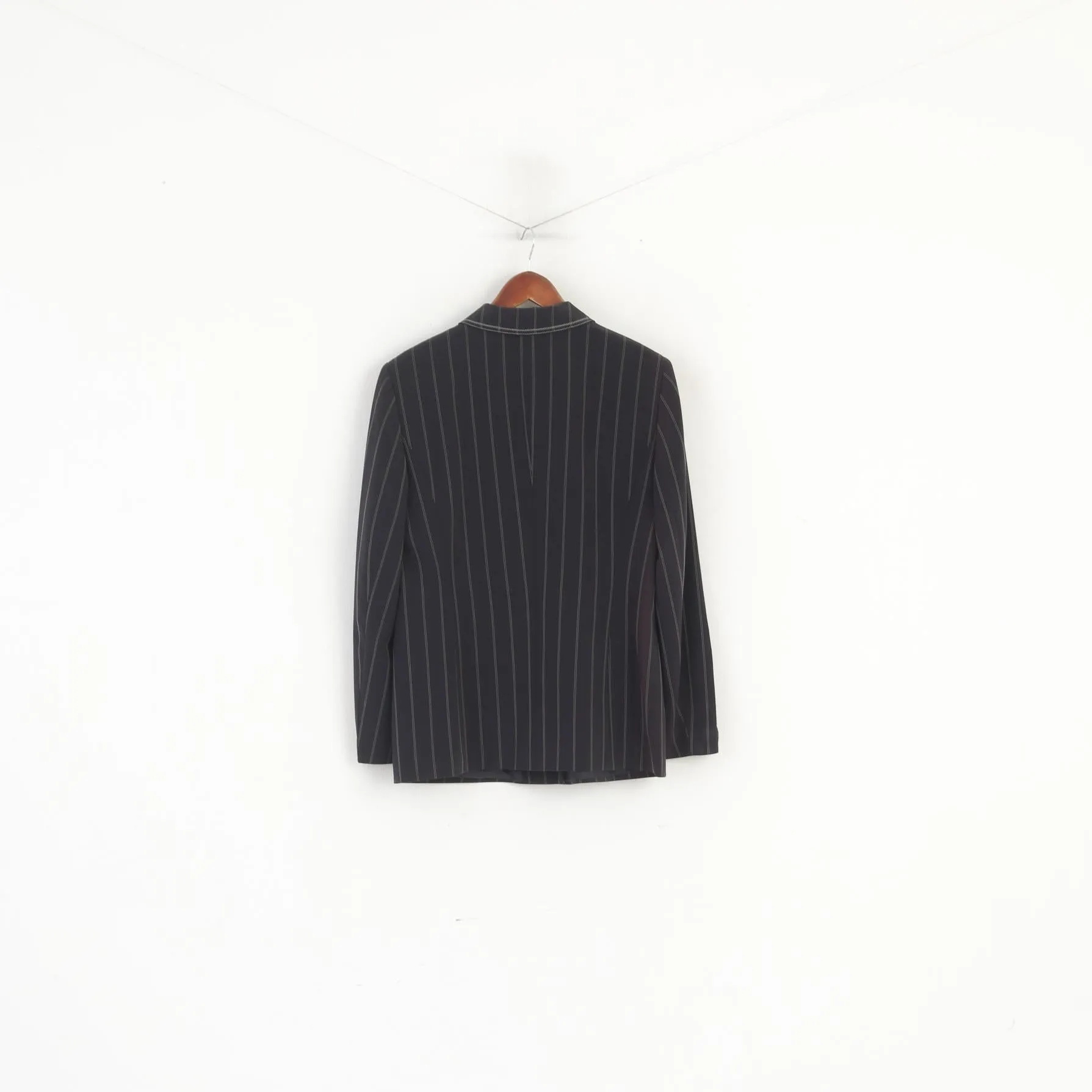 Gerry Weber Women 14 40 Blazer Black Striped Shoulder Pads Classic Jacket