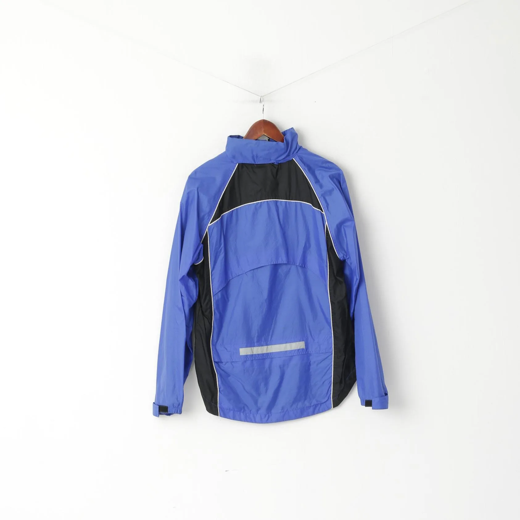 Giani Feroti Men M Cycling Jacket Blue Nylon Waterproof Lightweight Hooded Top