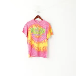 Gildan Men M T-Shirt Pink Cotton Hippie North Fork River Camp Crew Neck Top