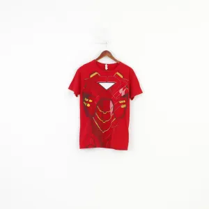 Gildan Men M T-Shirt Red Iron Man Graphic Cotton Crew Neck Marvel Top