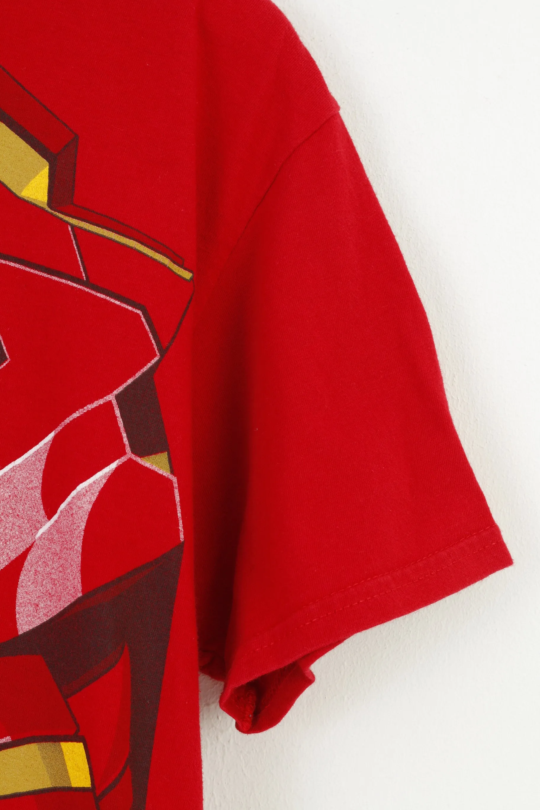 Gildan Men M T-Shirt Red Iron Man Graphic Cotton Crew Neck Marvel Top