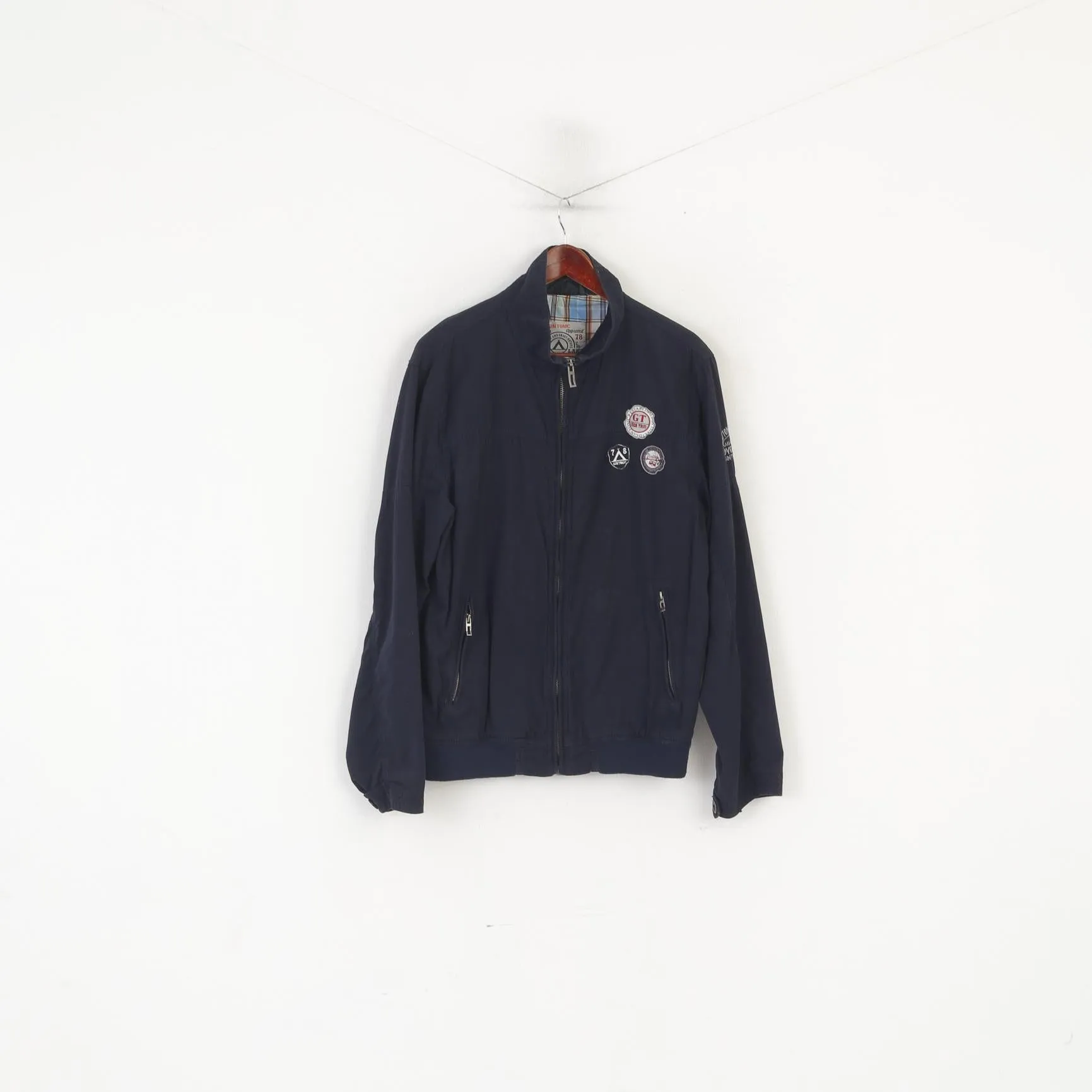 Gin Tonic Men M Jacket Navy Campground Cotton Camping Full Zip Harrington Top