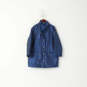 Gira Puccino Women 38 M Jacket Navy Shiny Vintage Oversize Quilted Full Zipper Retro Top