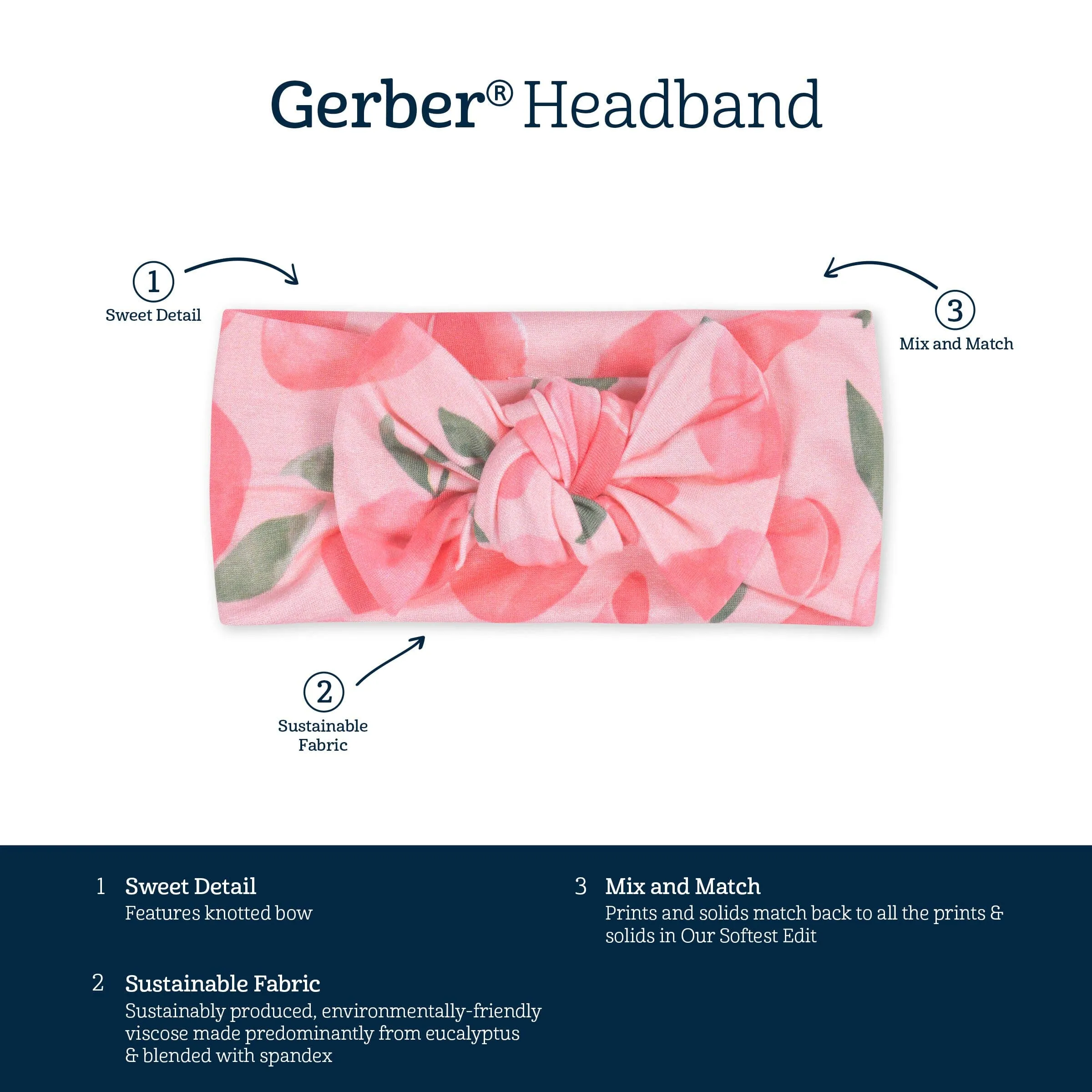 Girls Just Peachy Buttery Soft Viscose Made from Eucalyptus Headband Gerber Childrenswea