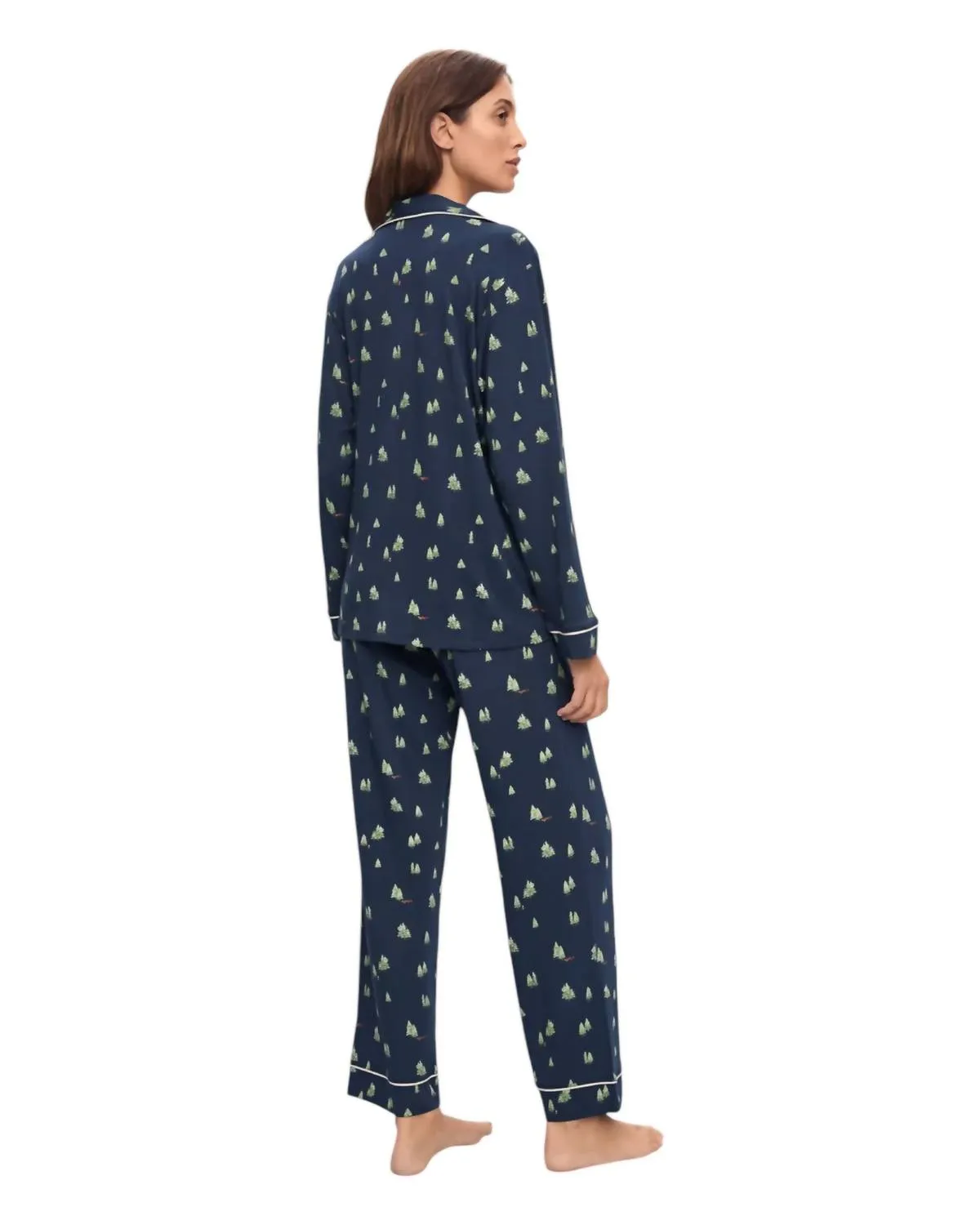 Gisele Printed Tencel Modal Long Pj Set In Woodpine