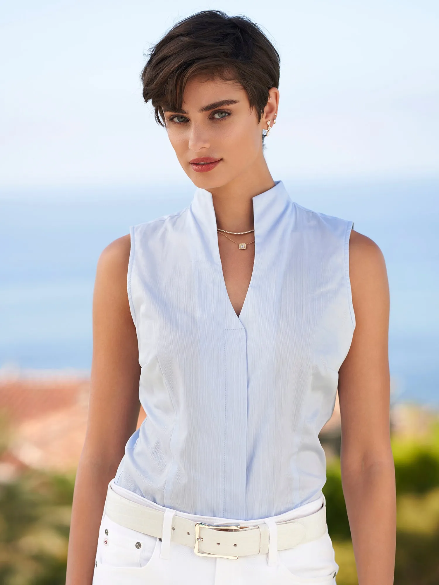 Gloria Sleeveless Cotton Shirt