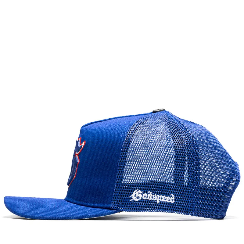 Godspeed New York GS Logo Trucker Hat - Blue/Orange