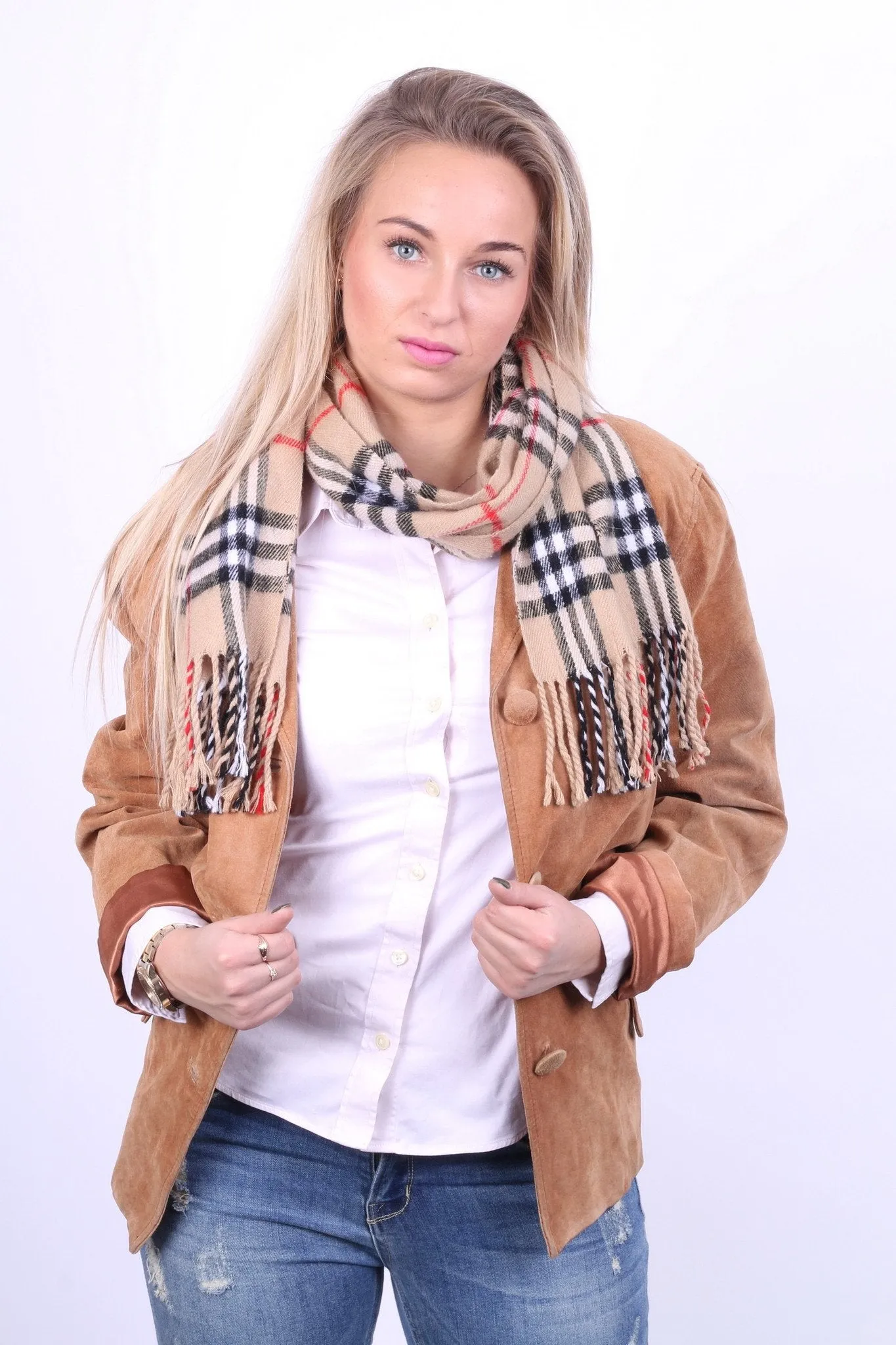 Good Time Women 38 M Leather Jacket Camel Vintage Suede Shoulder Pads Top