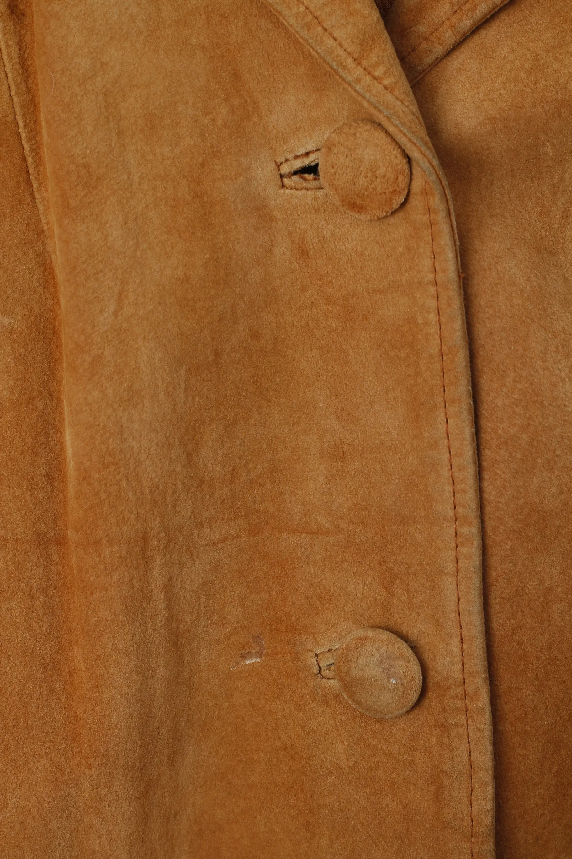 Good Time Women 38 M Leather Jacket Camel Vintage Suede Shoulder Pads Top