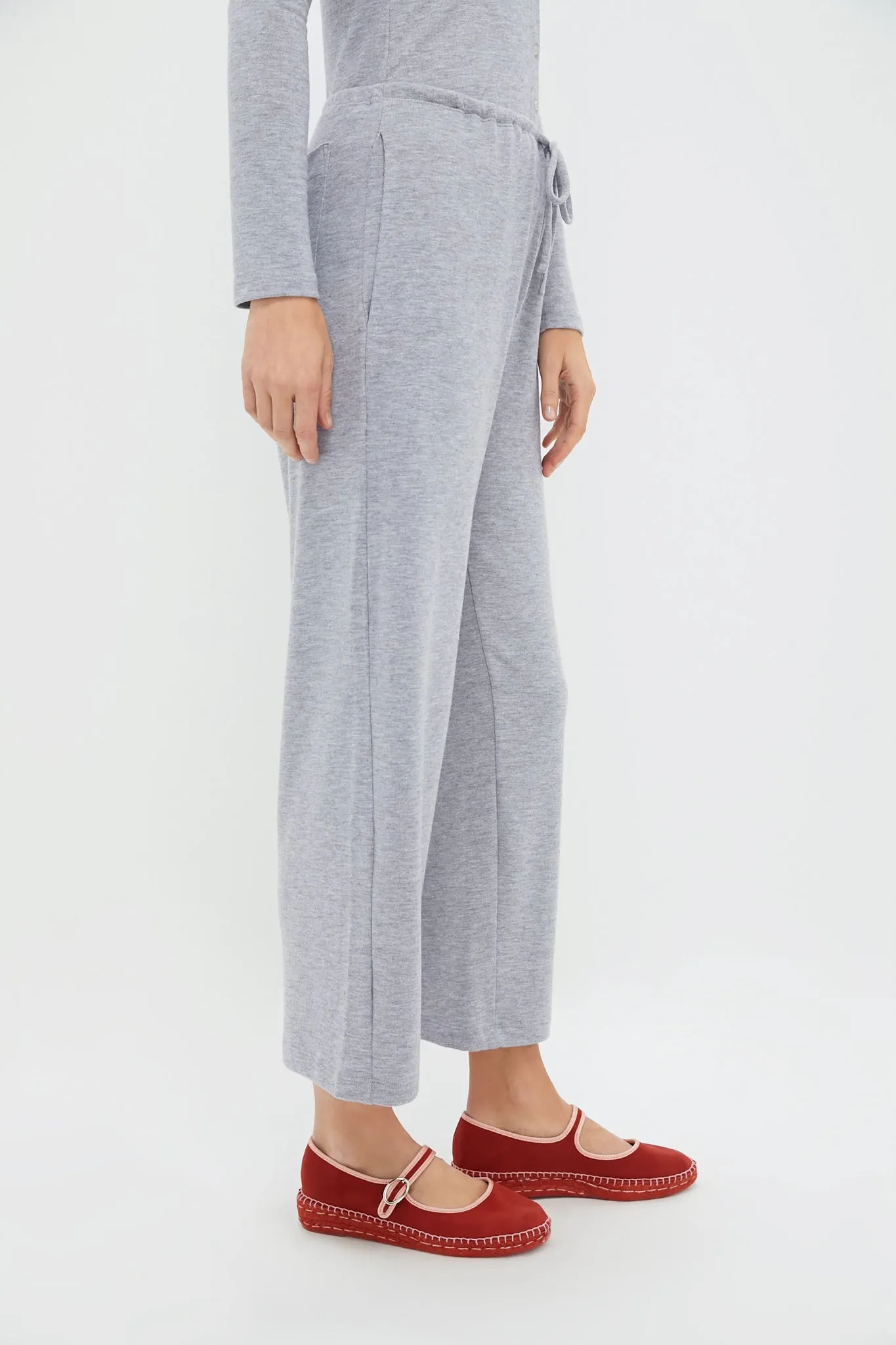 Grey Melange Lauren Crop Drawstring Pants