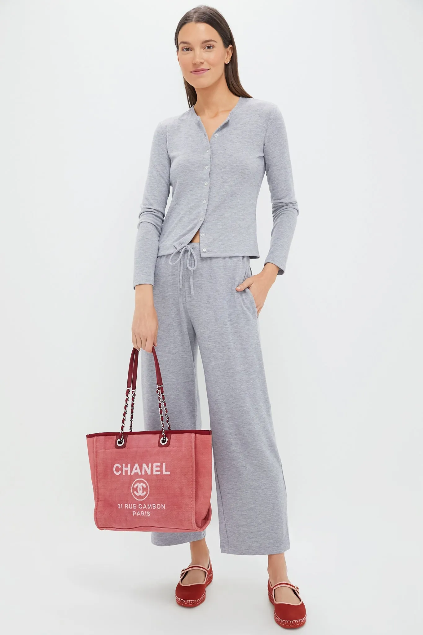 Grey Melange Lauren Crop Drawstring Pants