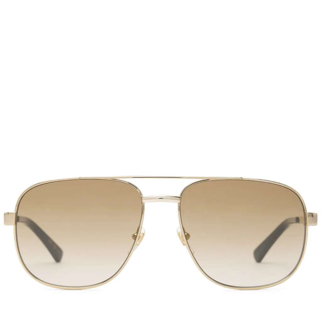 Gucci Navigator Frame Sunglasses - Gold/Gradient Brown