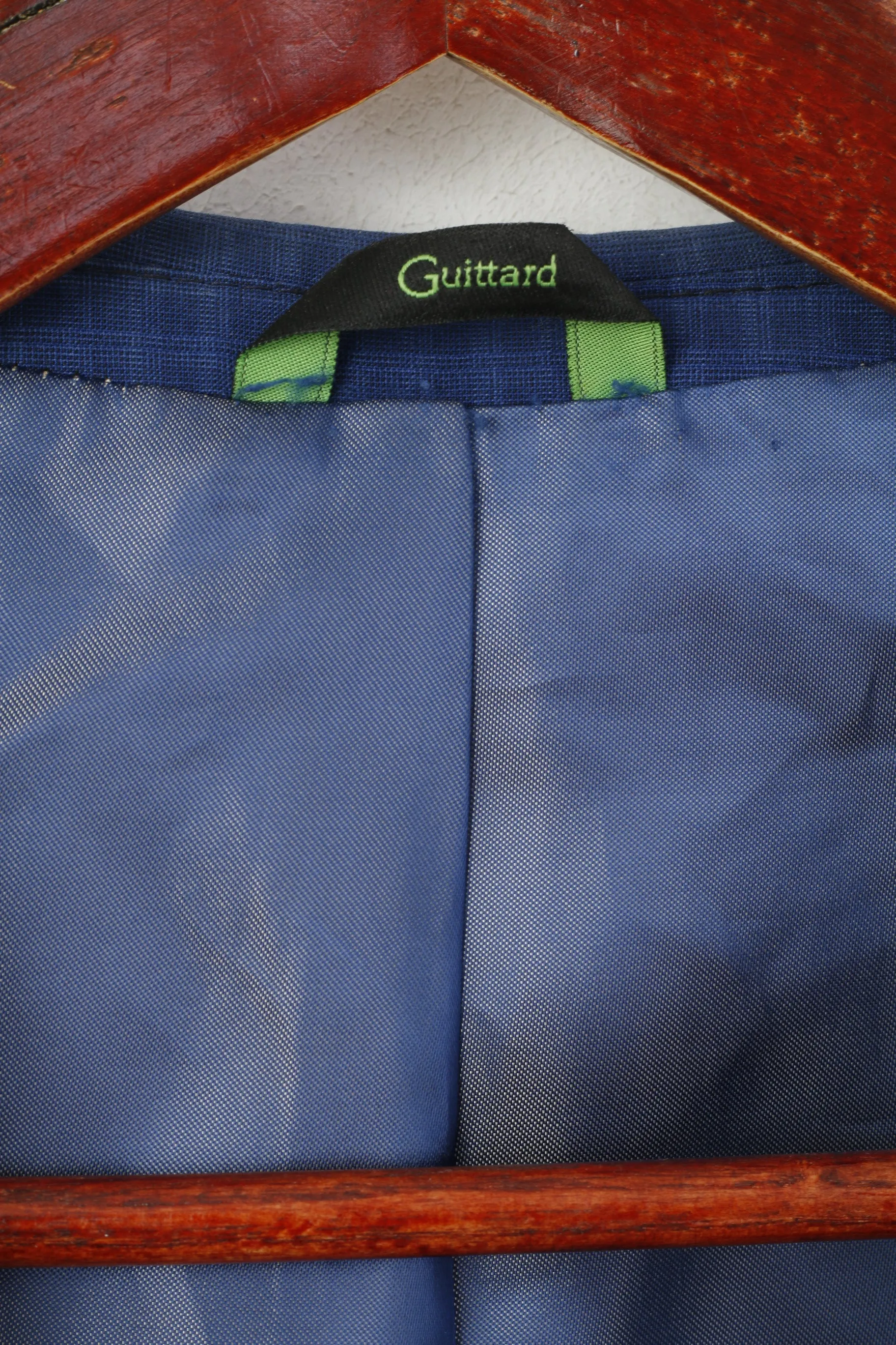 Guittard Men 54S S Blazer Slim Blue Check Wool Blend Single Breasted Jacket