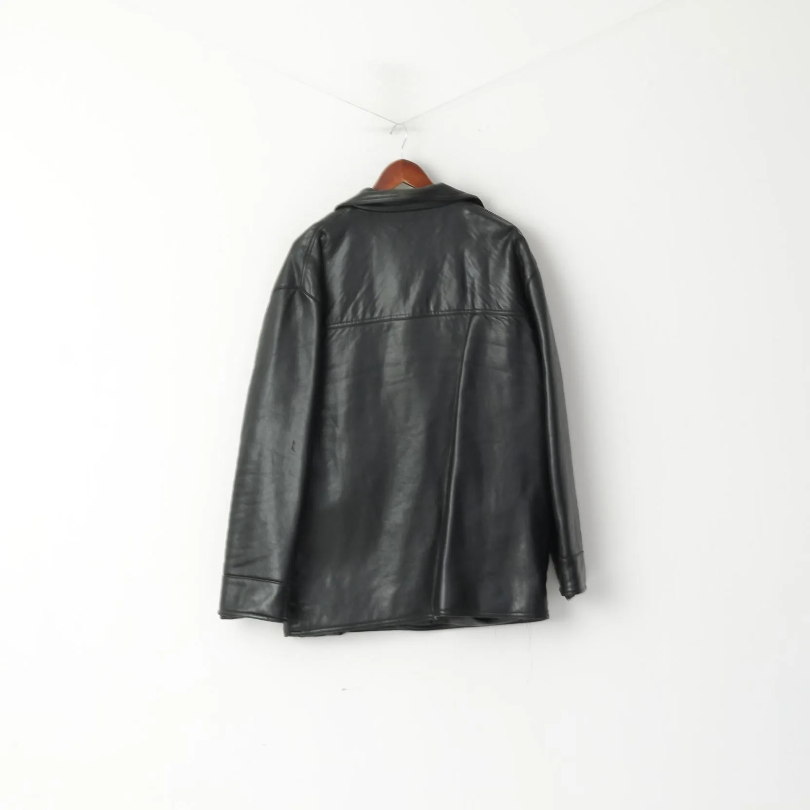 GV Emporio Men L Jacket Black Hand Made In Italy Soft Buttoned Casual Top