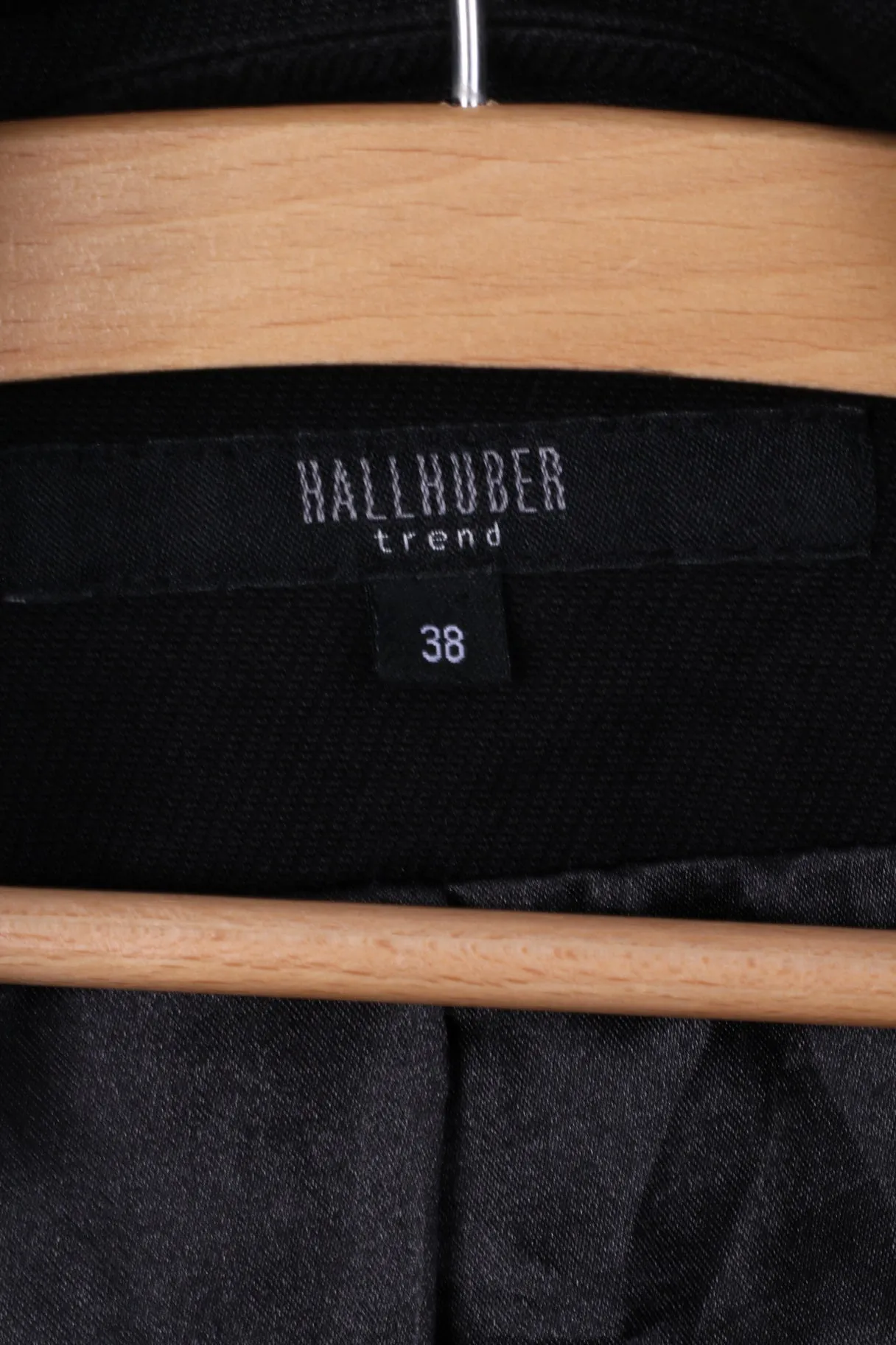 HALLHUBER trend Women 38 S Jacket Black Cotton Belt One Button Coat Casual Top