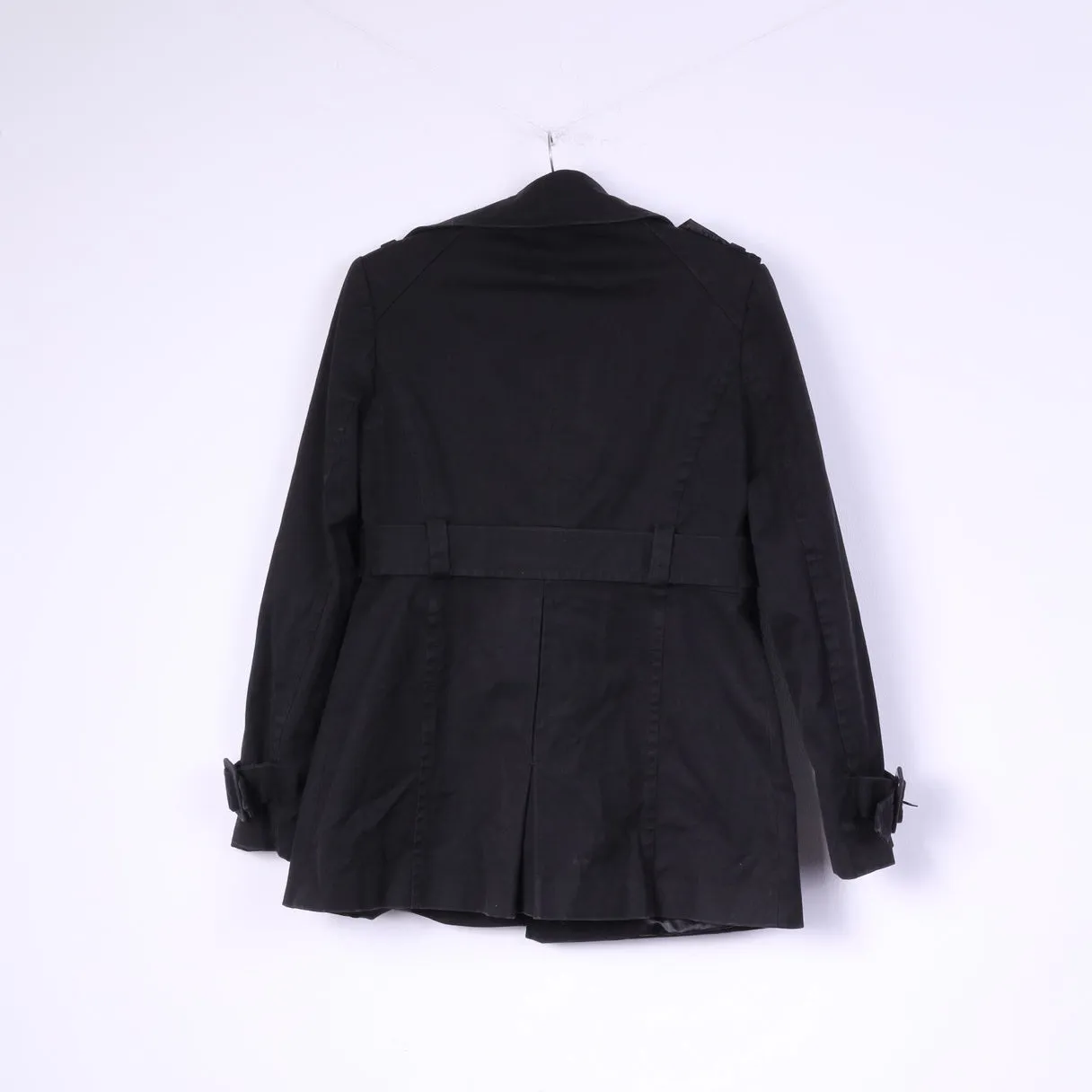 HALLHUBER trend Women 38 S Jacket Black Cotton Belt One Button Coat Casual Top