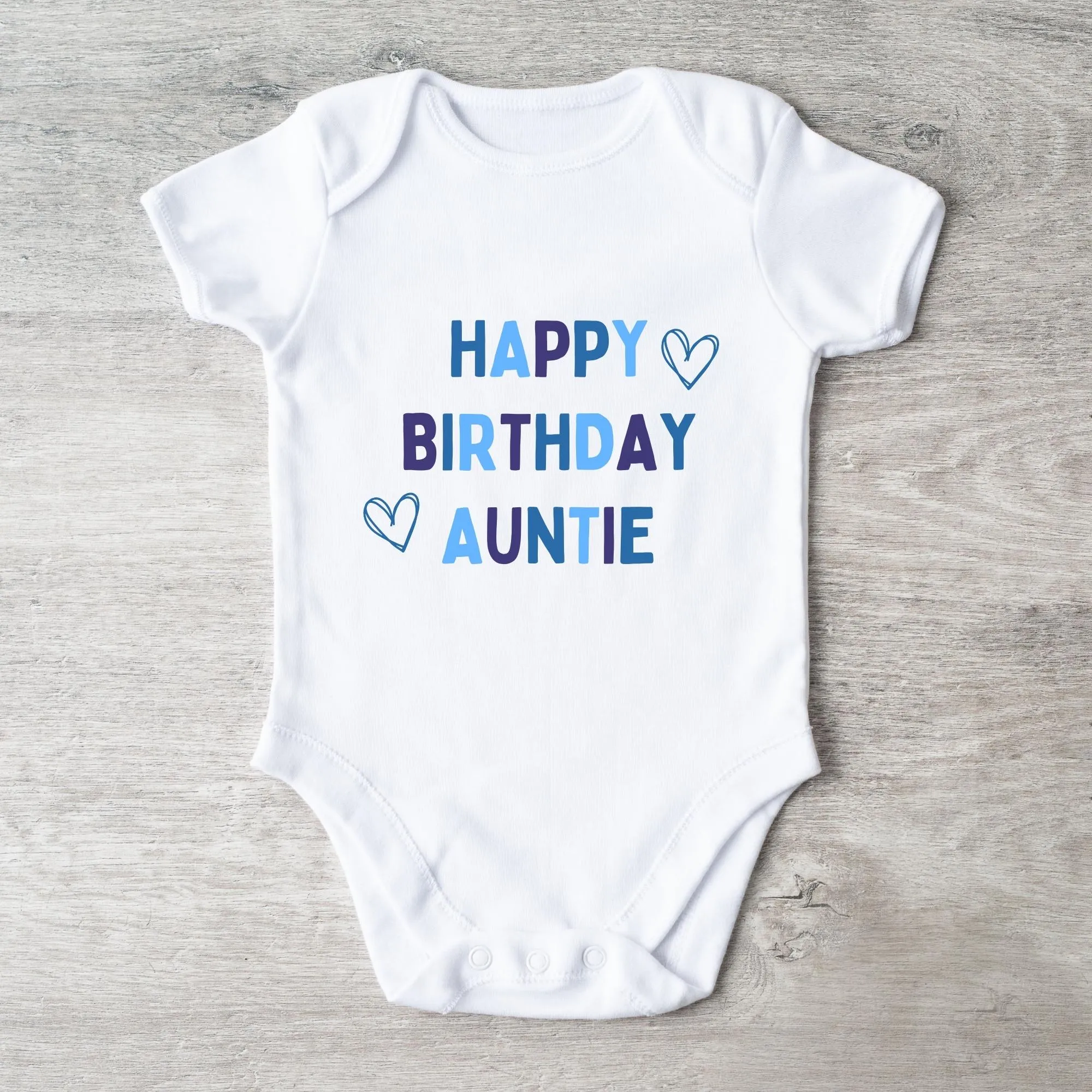 Happy Birthday Auntie Baby Vest White/Blue
