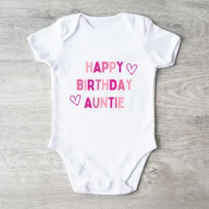Happy Birthday Auntie Baby Vest White/Pink