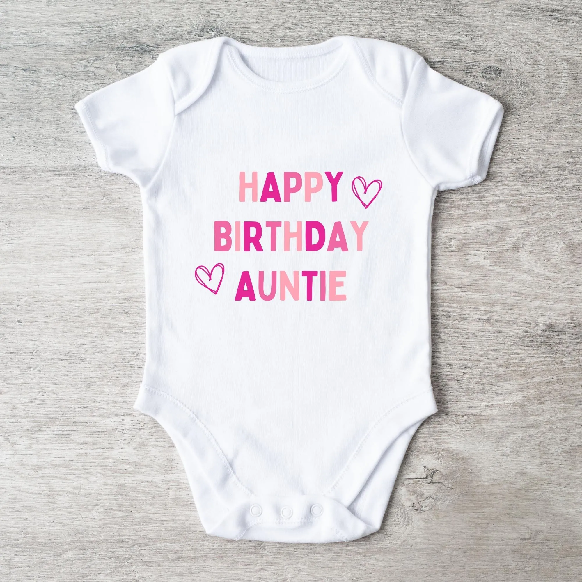 Happy Birthday Auntie Baby Vest White/Pink