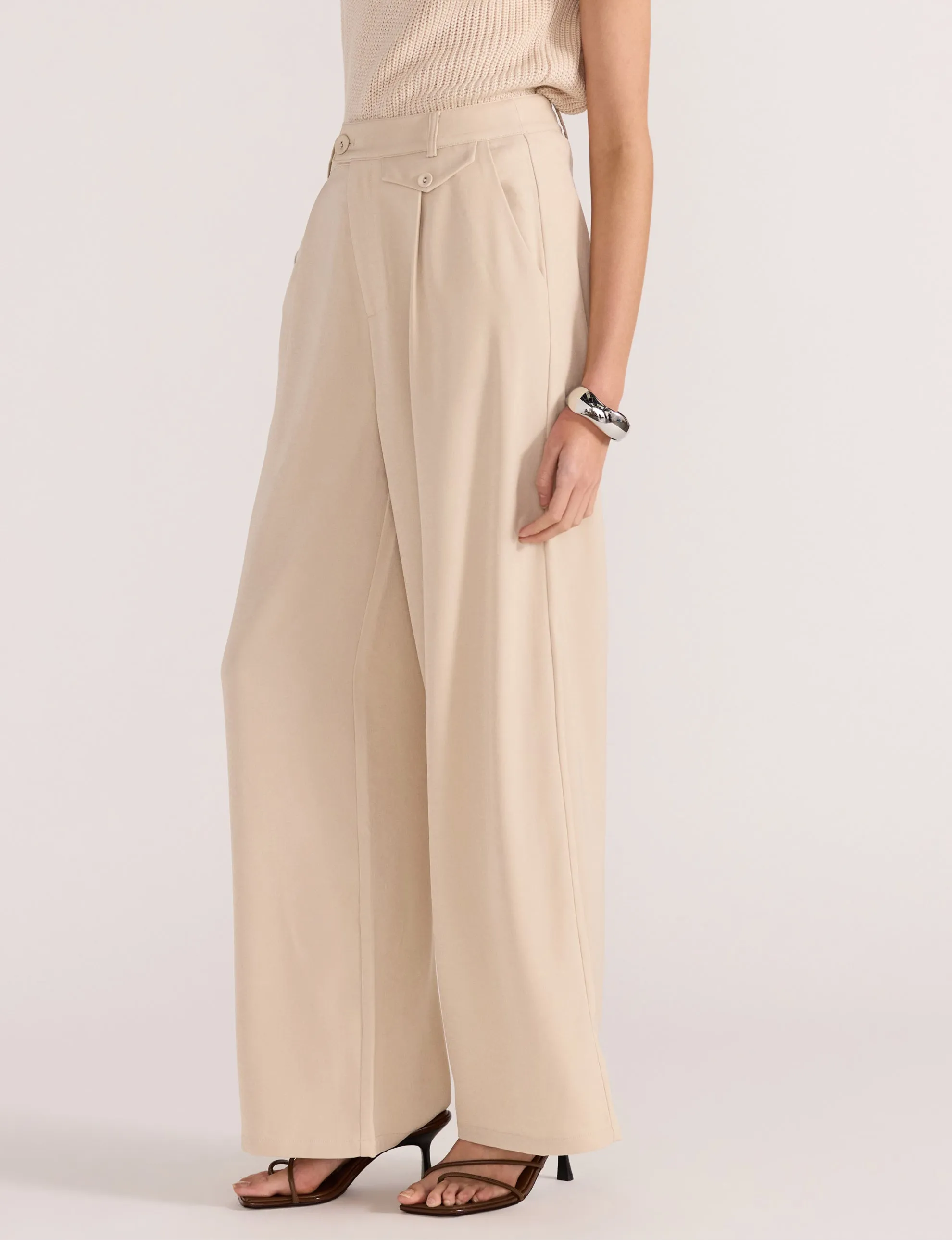 Hayden Wide Leg Pants | Beige