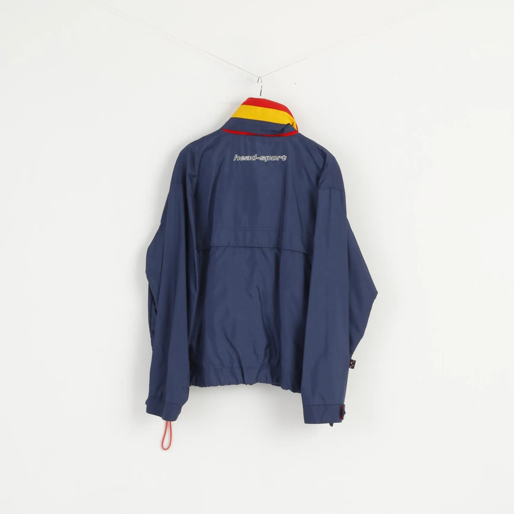 Head Men XL Jacket Navy Nylon Sport Hidden Hood Waterproof Vintage Top