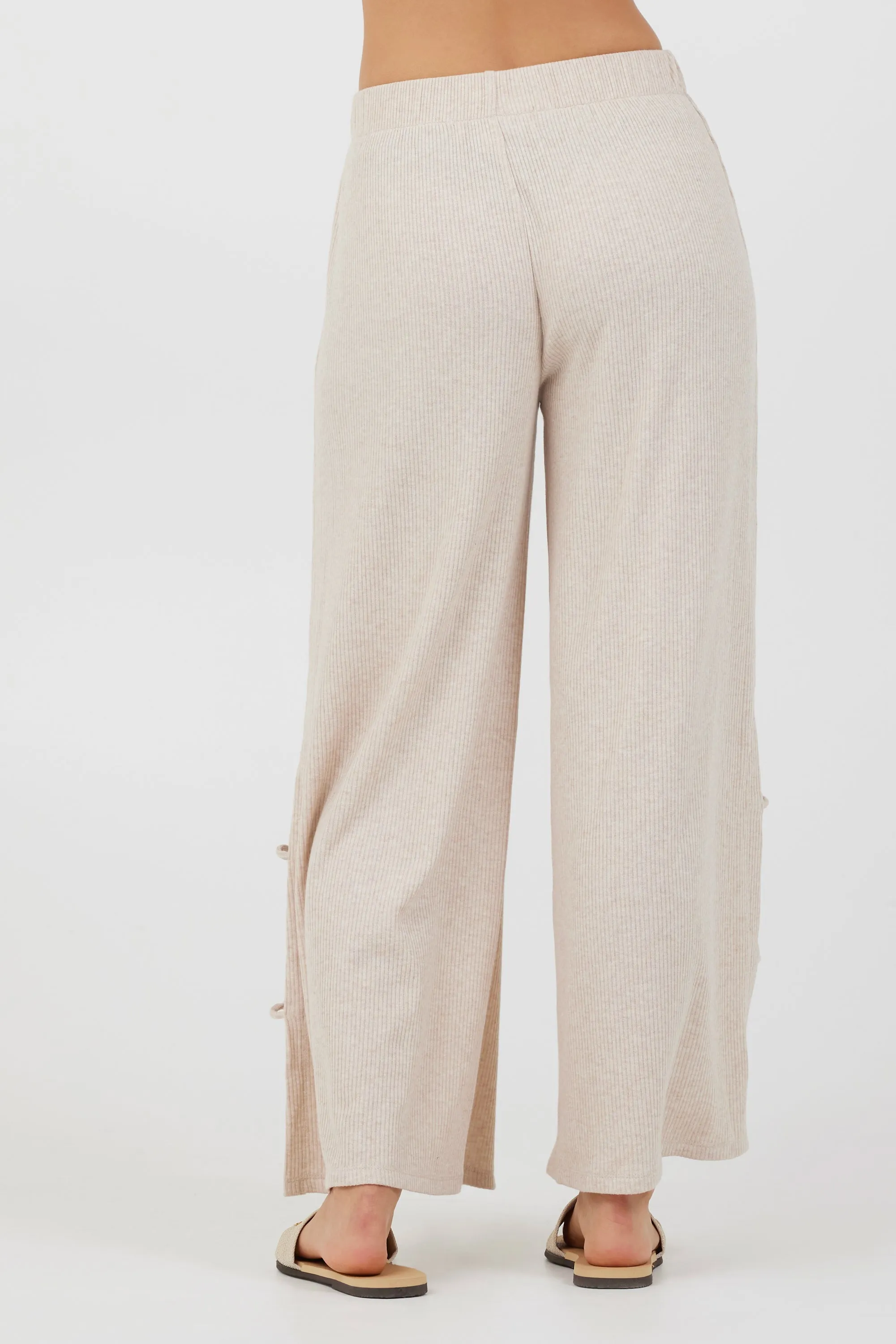 Heather Oatmeal Drapey Knit Cut Out Pants