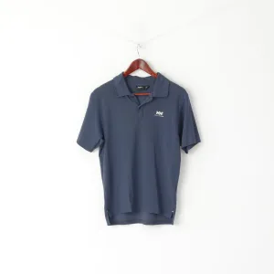 Helly Hansen Men S Polo Shirt Navy Nylon Logo HH Sailing Plain Short Sleeve Top
