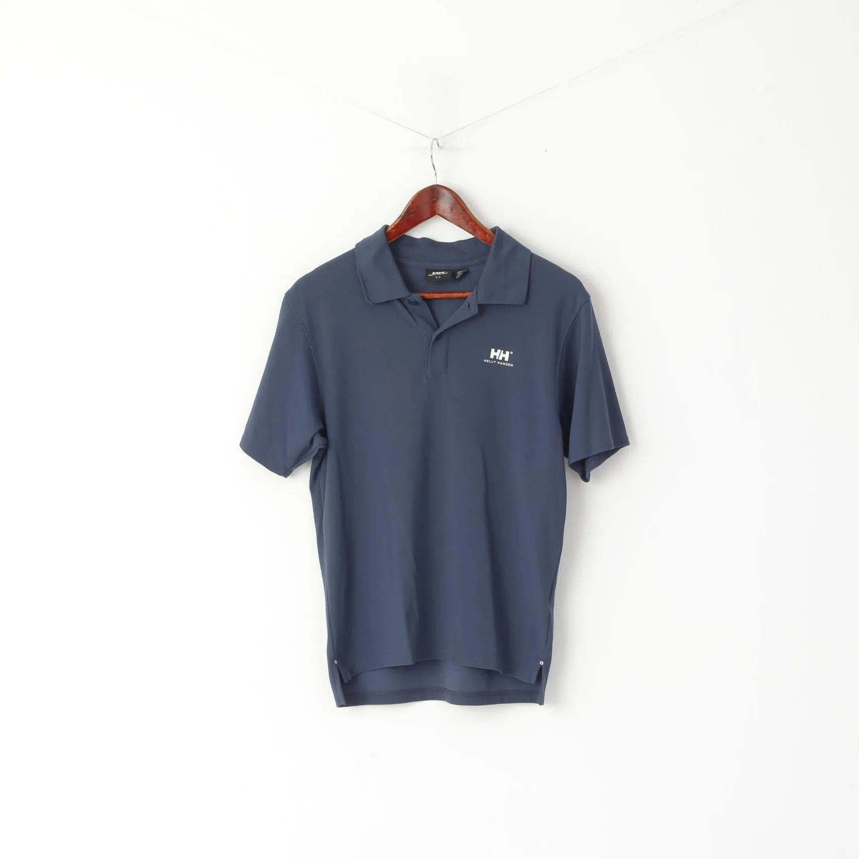 Helly Hansen Men S Polo Shirt Navy Nylon Logo HH Sailing Plain Short Sleeve Top