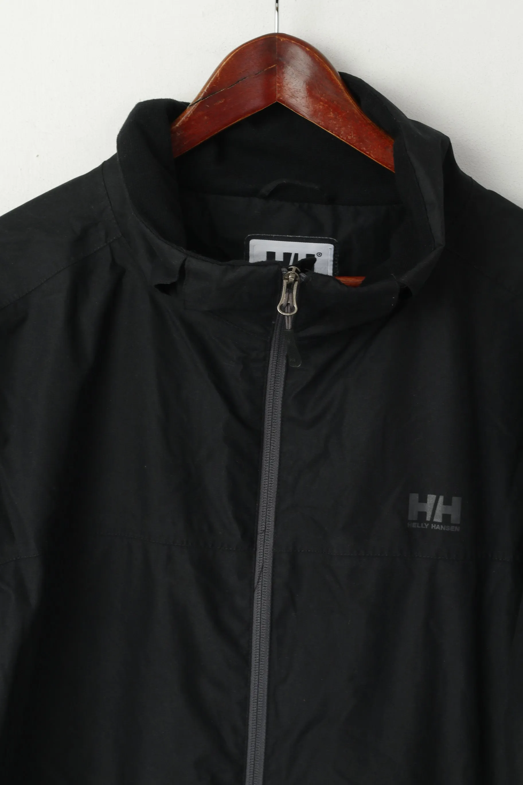 Helly Hansen Men XXL Jacket Black Lightweight Zip Up Outdoor Classic Harrington Top