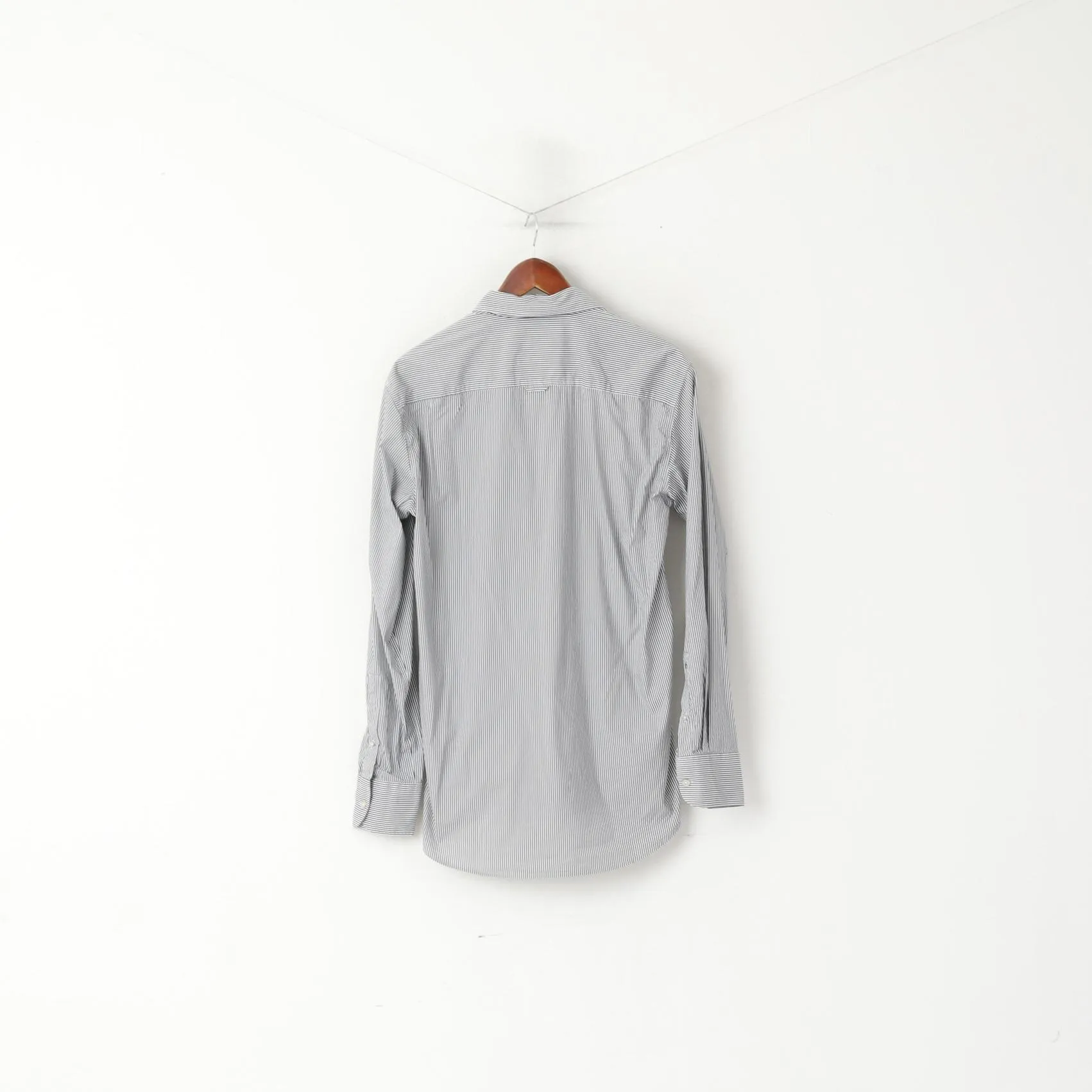 Henri Lloyd Men L Casual Shirt Gray Striped Cotton Regular Fit Long Sleeve Lotus Team Top