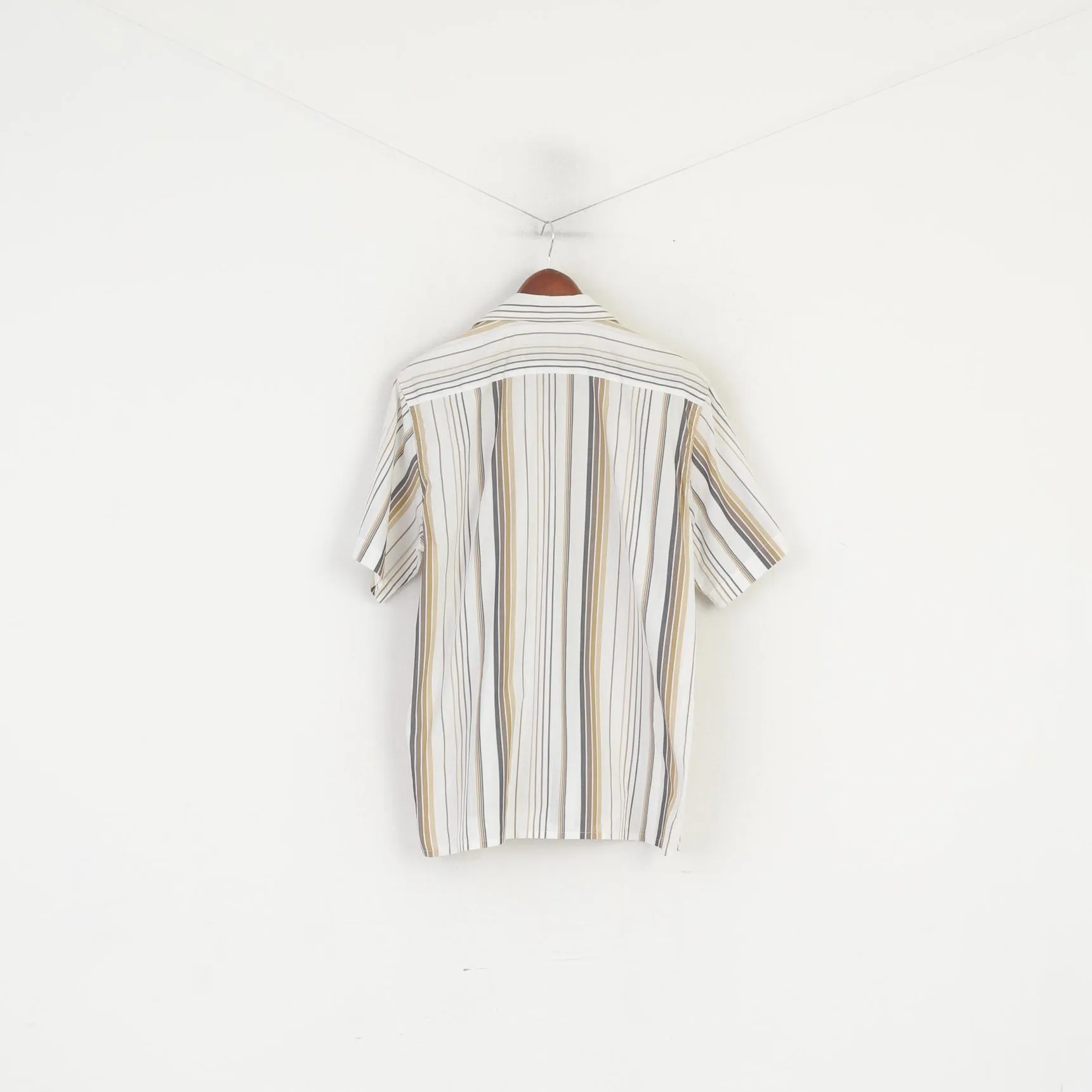 Henri Lloyd Men XL (L) Casual Shirt Beige Cotton Striped Detailed Buttons Retro Top
