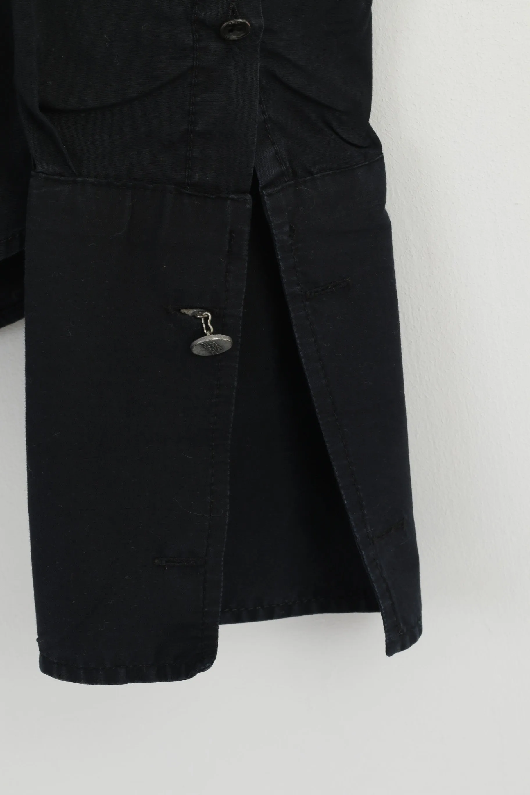 Hilfiger Denim Men M Casual Shirt Black Fit Cotton Cuff Long Sleeve Detailed Buttons Top