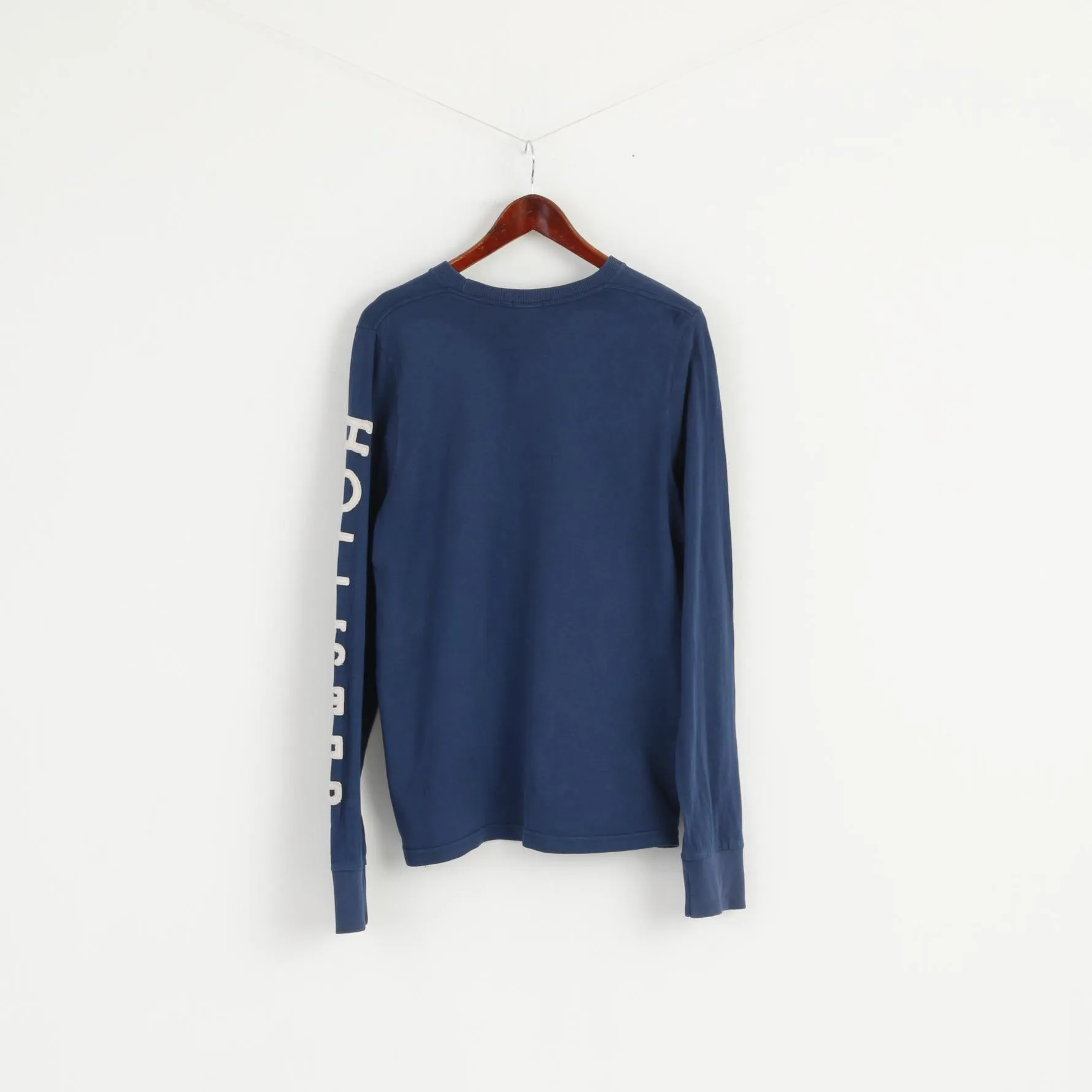 Hollister California Men L Shirt Blue Cotton Surfer Cut  Long Sleeve Fit Top