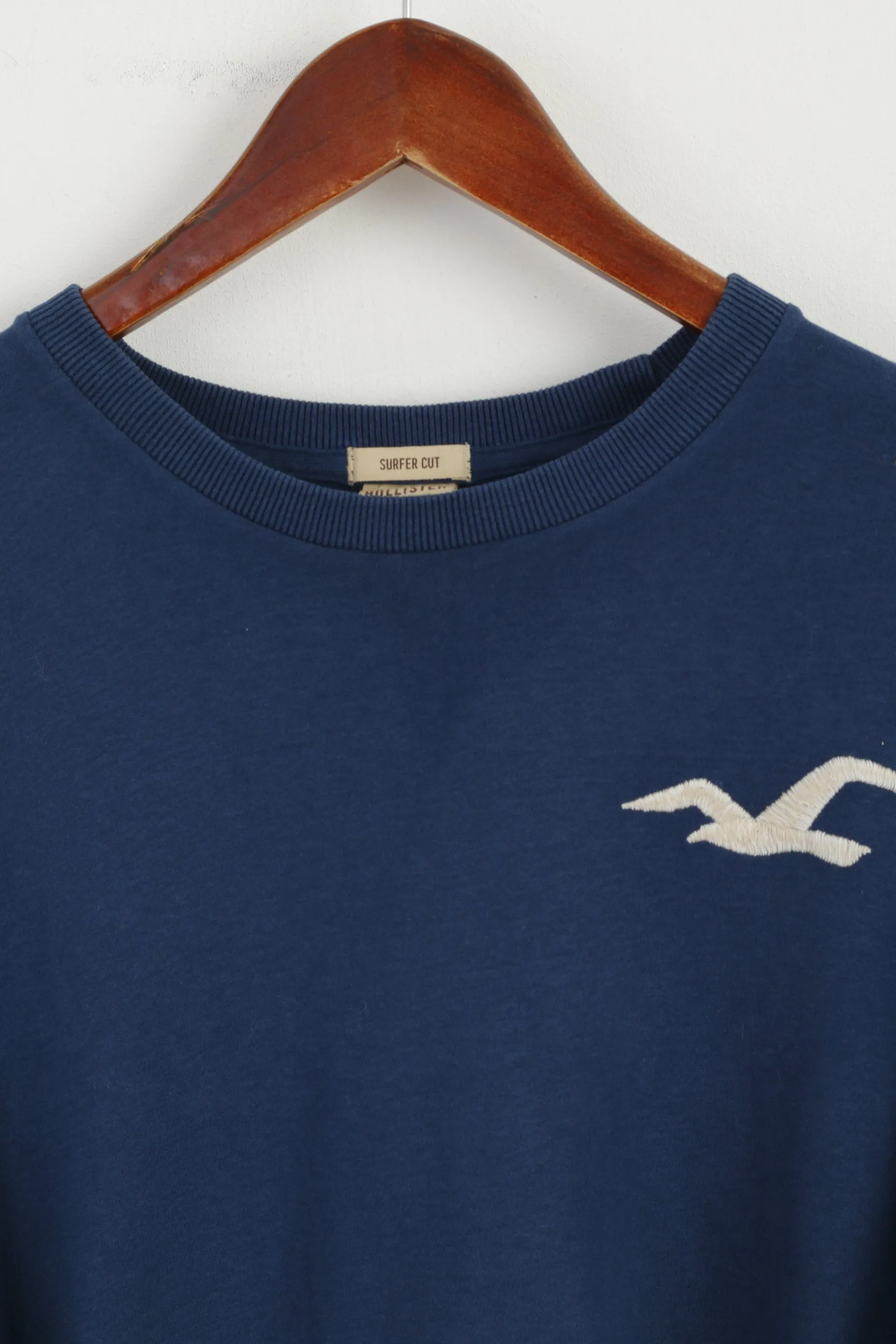 Hollister California Men L Shirt Blue Cotton Surfer Cut  Long Sleeve Fit Top