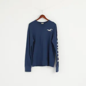 Hollister California Men L Shirt Blue Cotton Surfer Cut  Long Sleeve Fit Top
